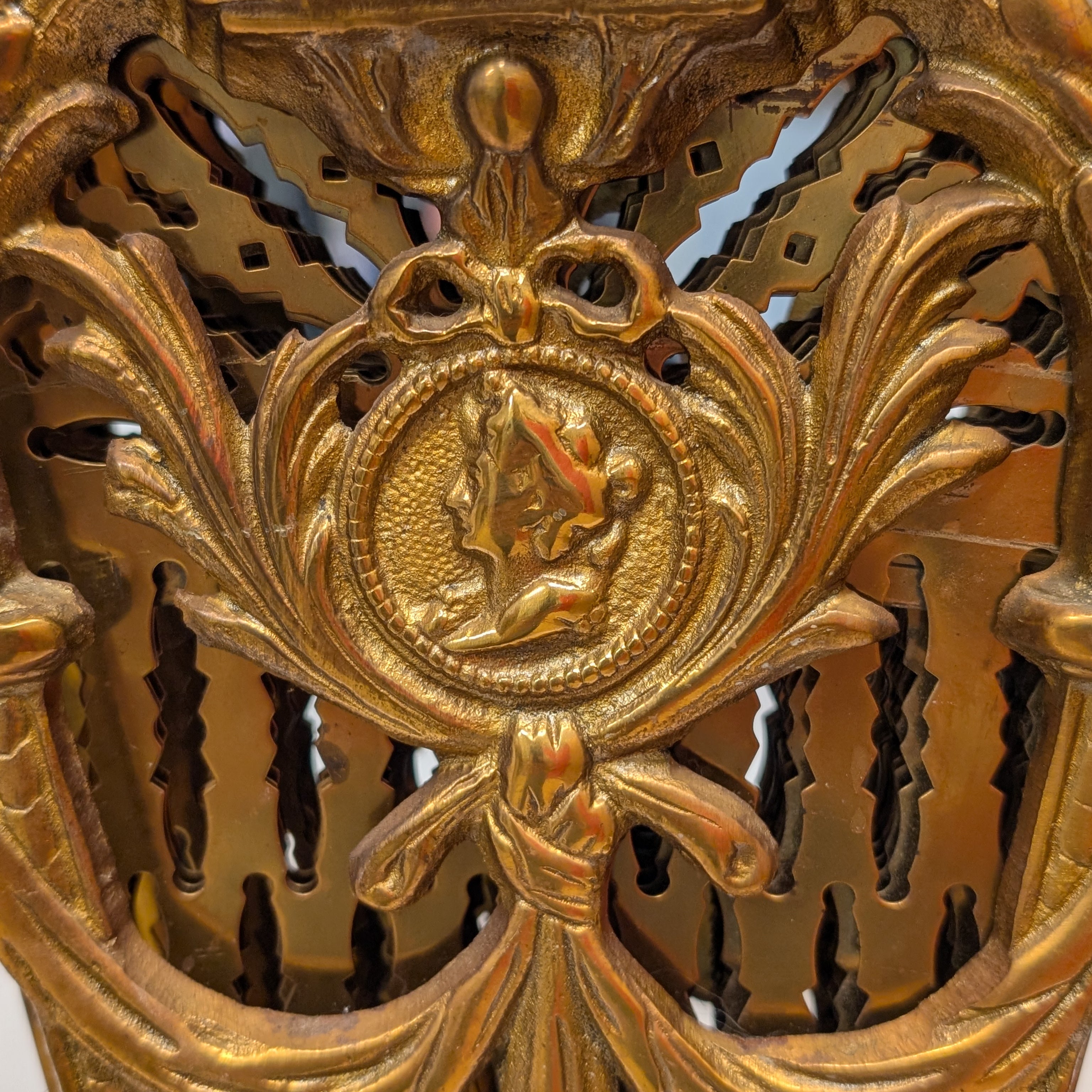 Vintage Brass Peacock Fireplace Screen