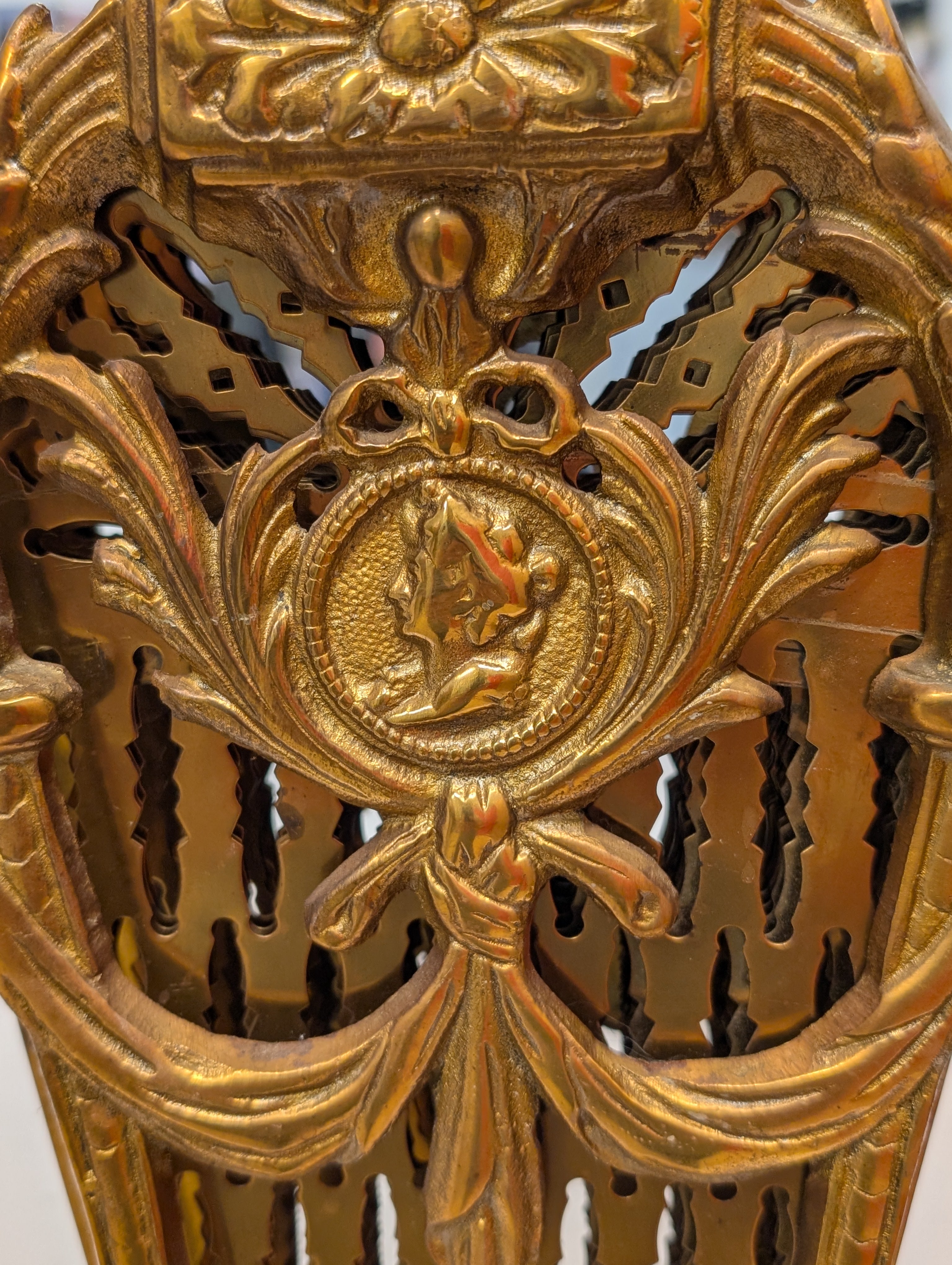 Vintage Brass Peacock Fireplace Screen