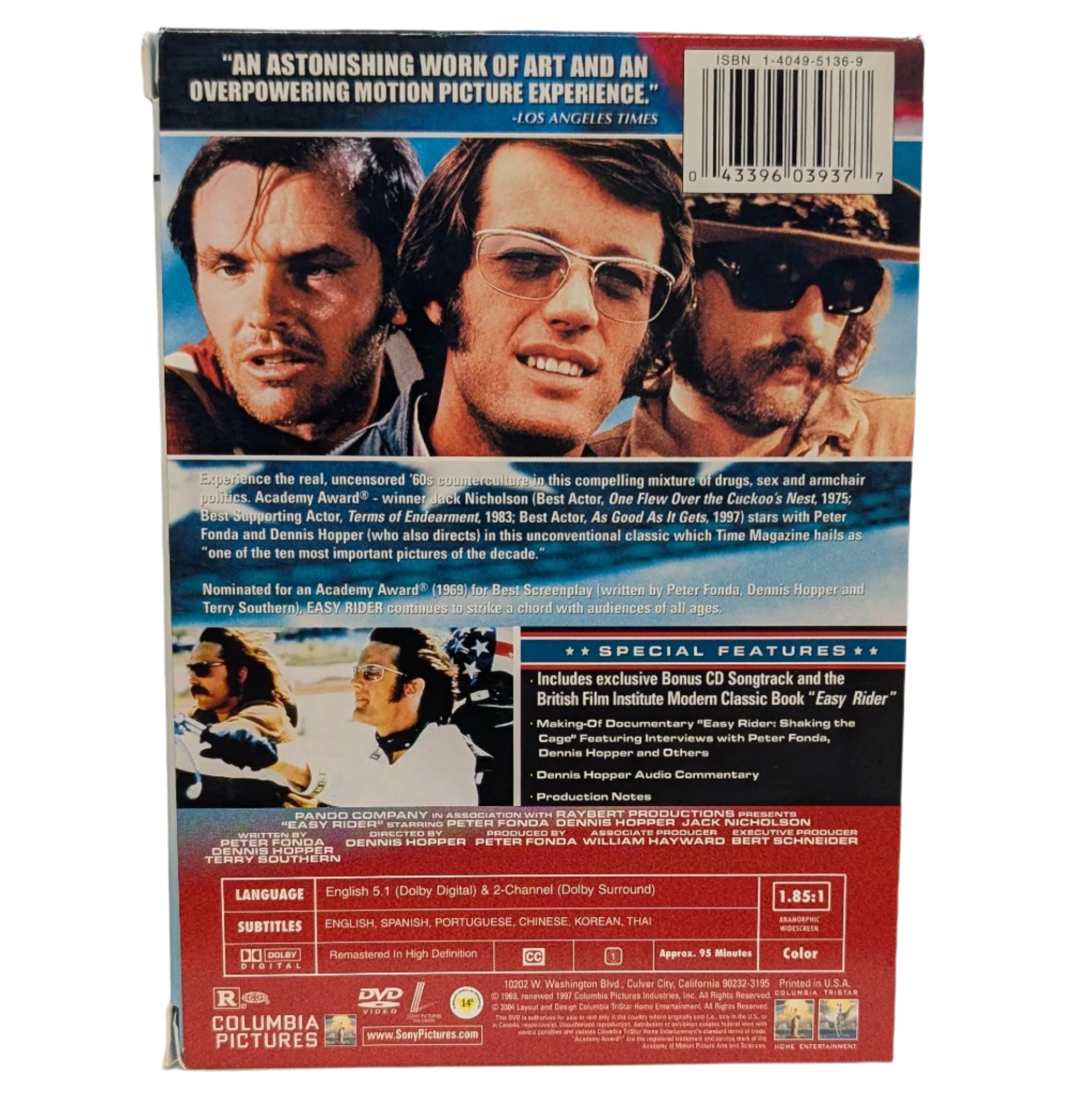 Back cover of a DVD with images of three men and text on a gray background