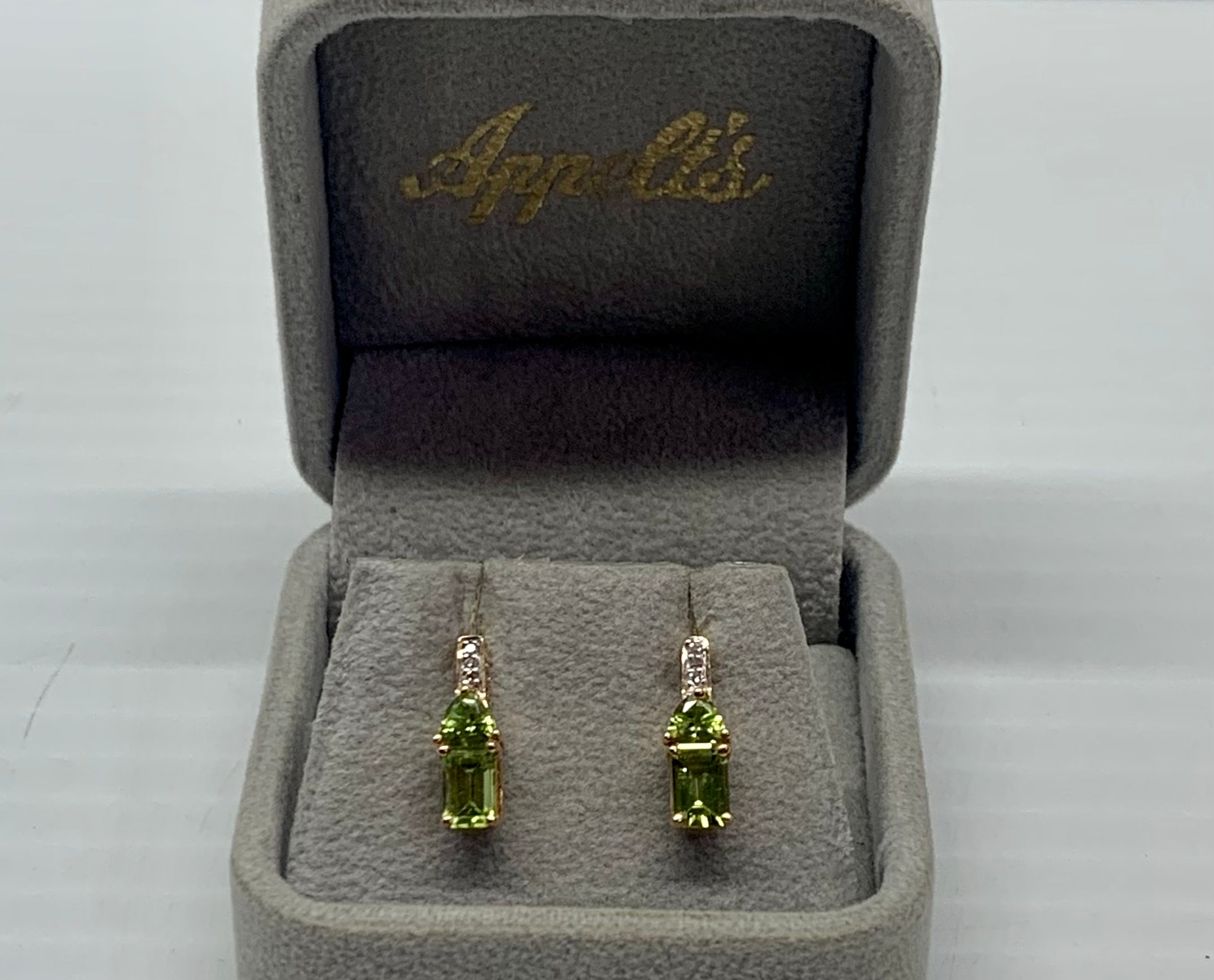 14KT Gold, Peridot & Diamond Earrings