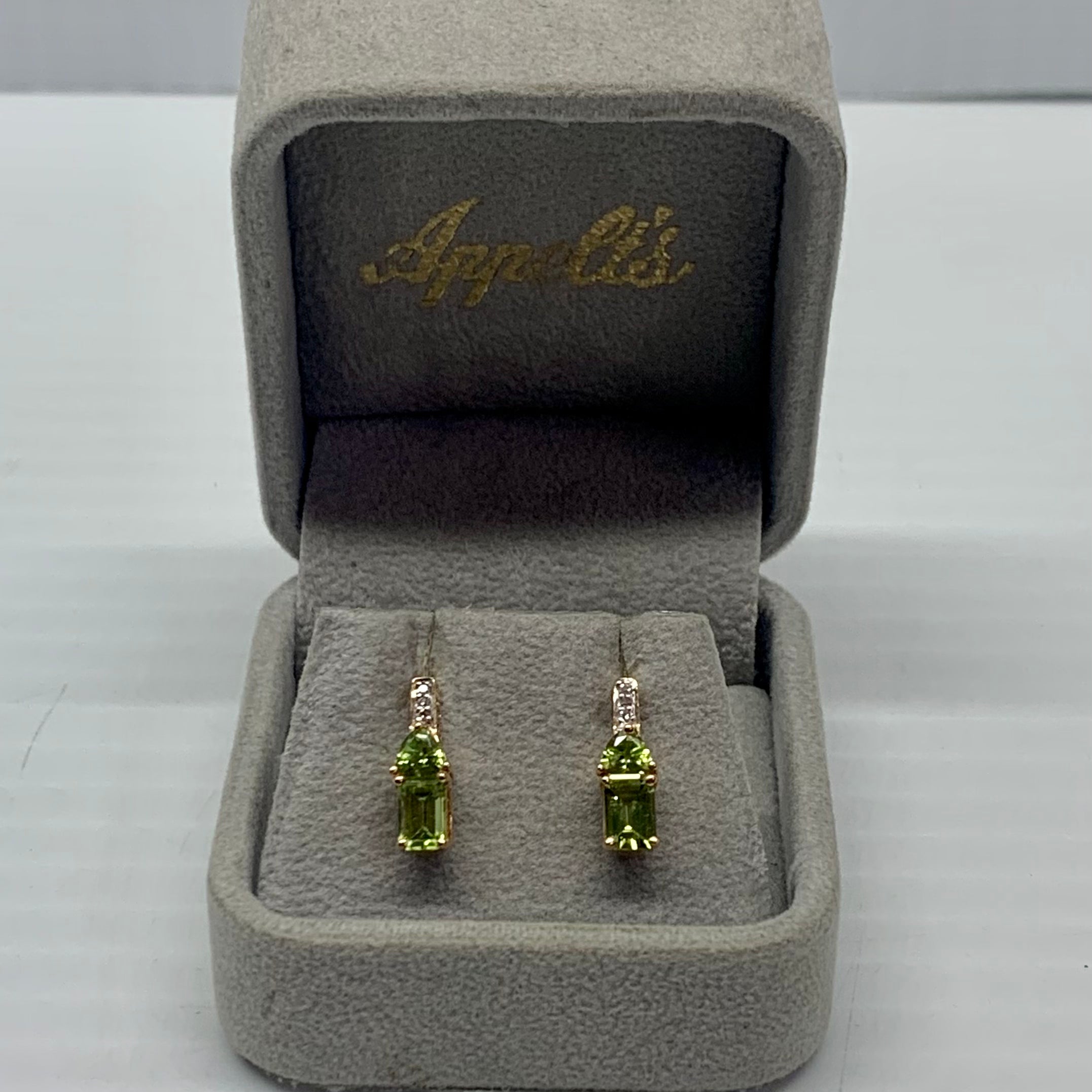 14KT Gold, Peridot & Diamond Earrings