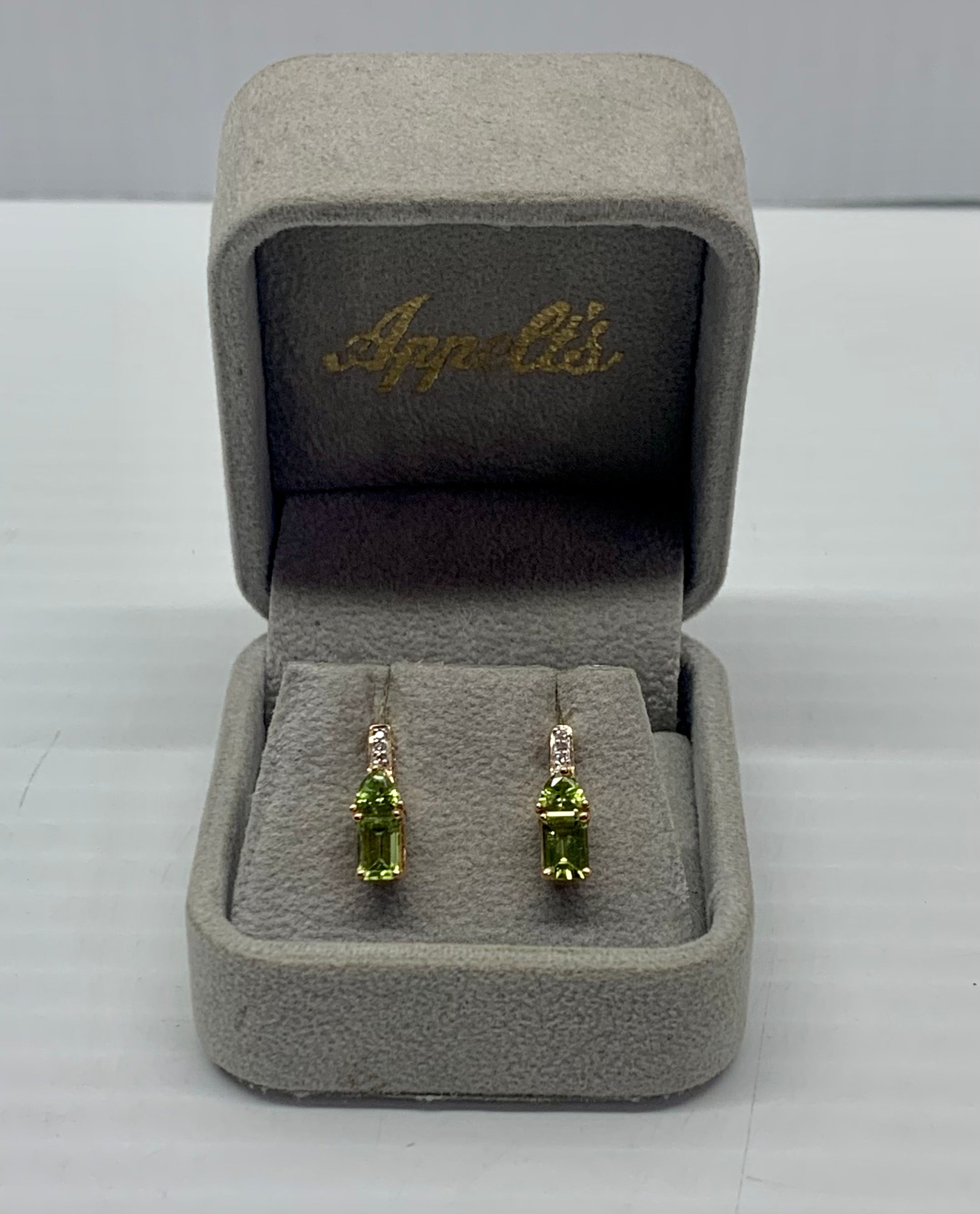 14KT Gold, Peridot & Diamond Earrings