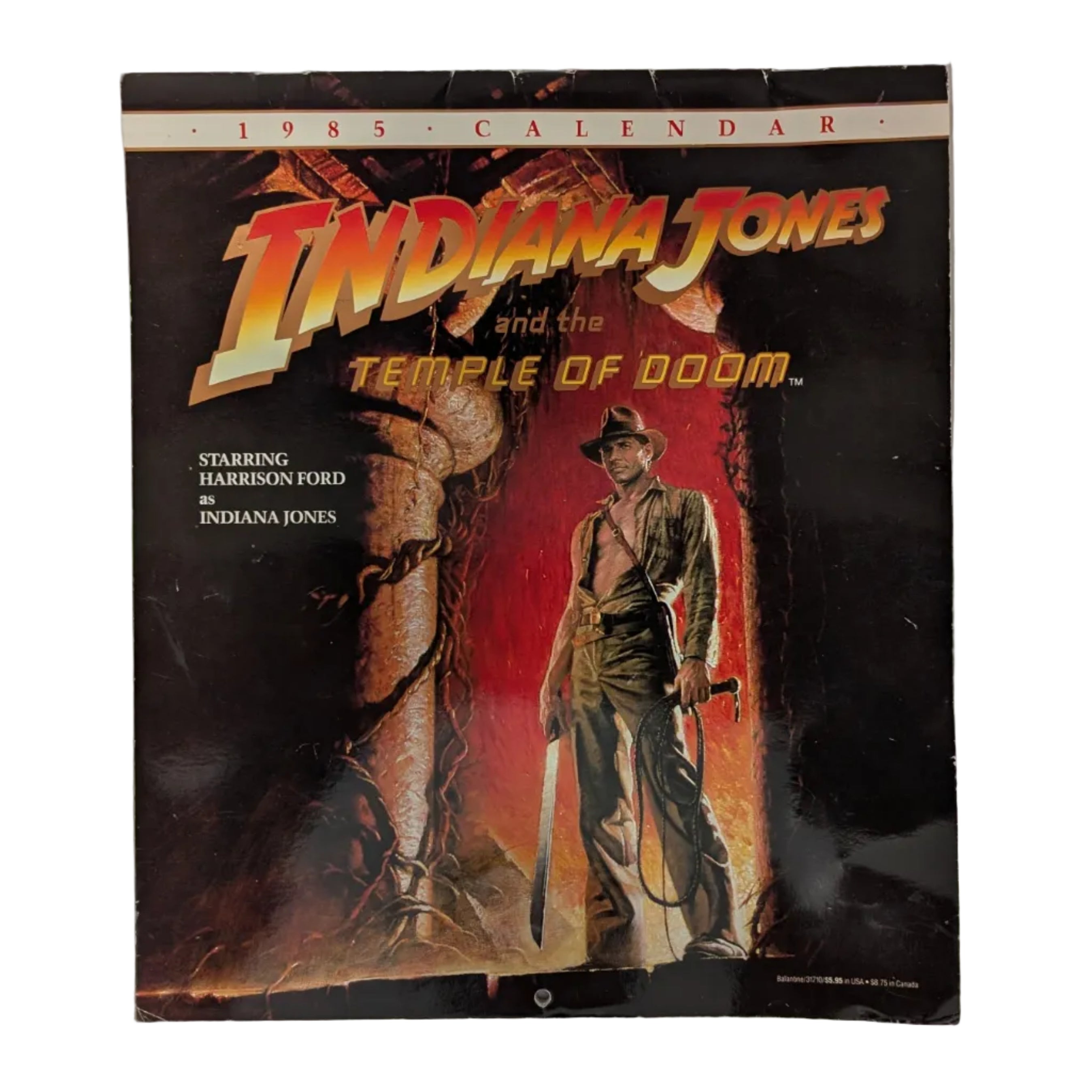 1985 Indiana Jones And The Temple Of Doom Calendar