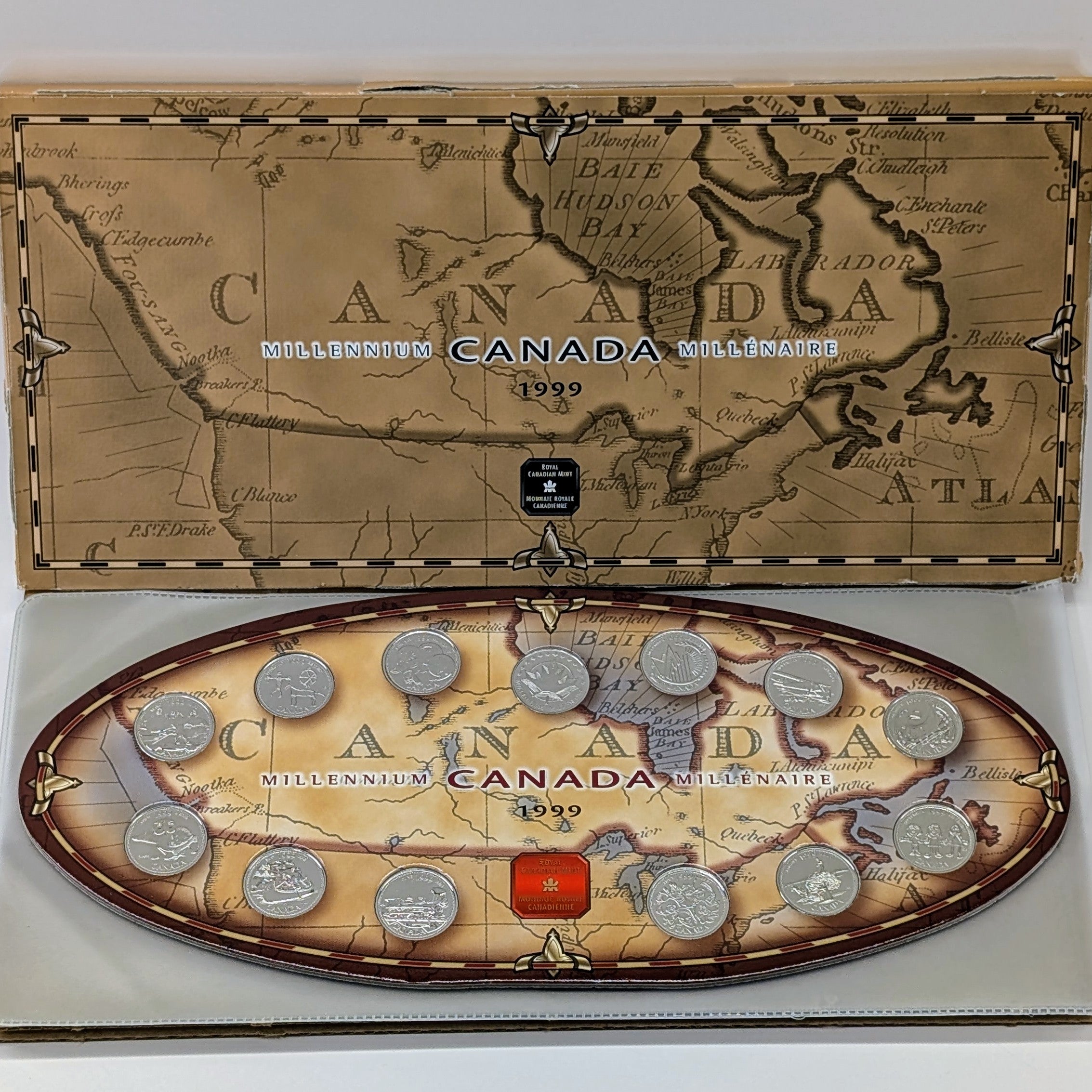 1999 Royal Canadian Mint Millenium Quarter Set (Map of Canada; New in package)