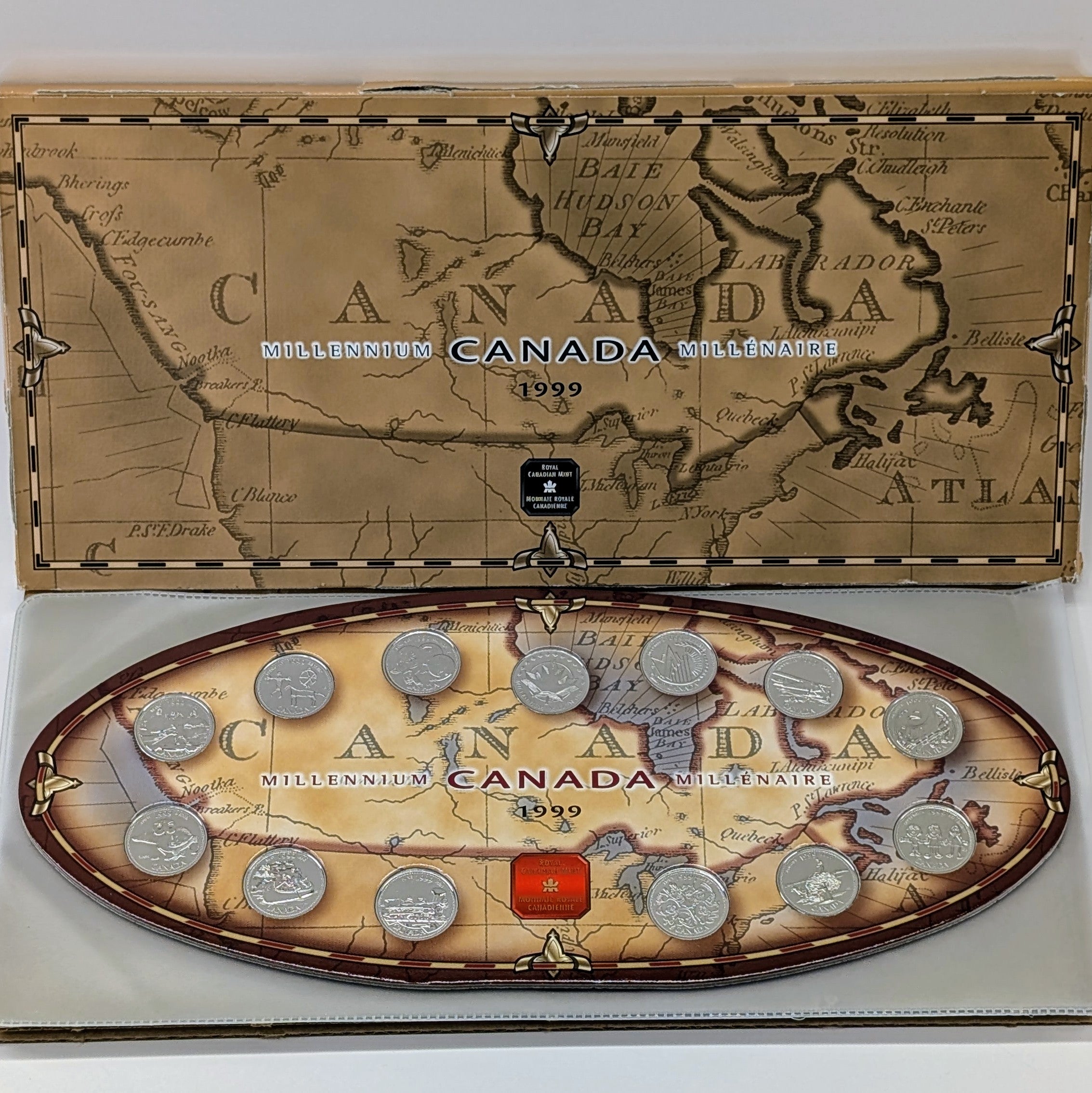 1999 Royal Canadian Mint Millenium Quarter Set (Map of Canada; New in package)