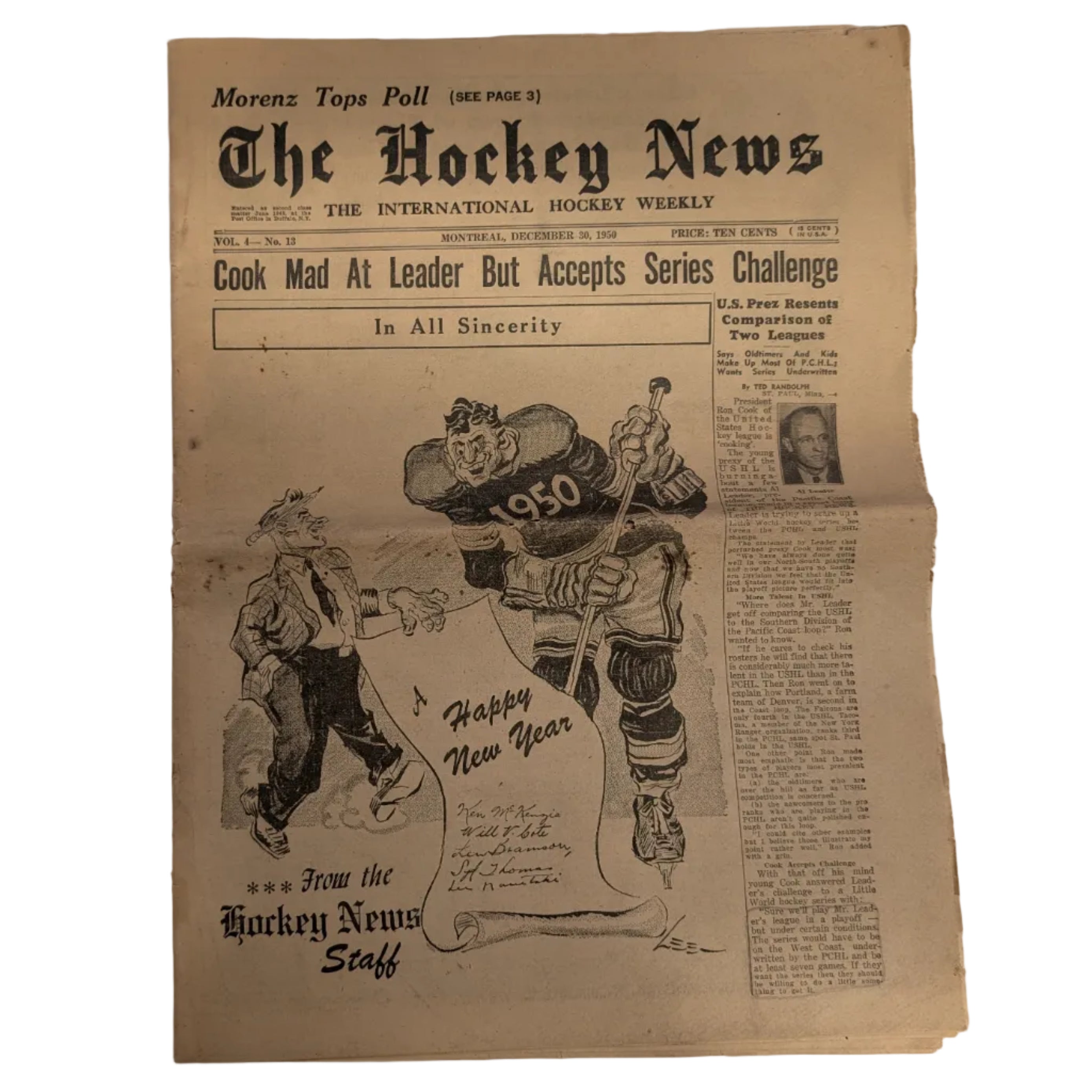The Hockey News – Montreal, December 30, 1950 Vol.4 No.13