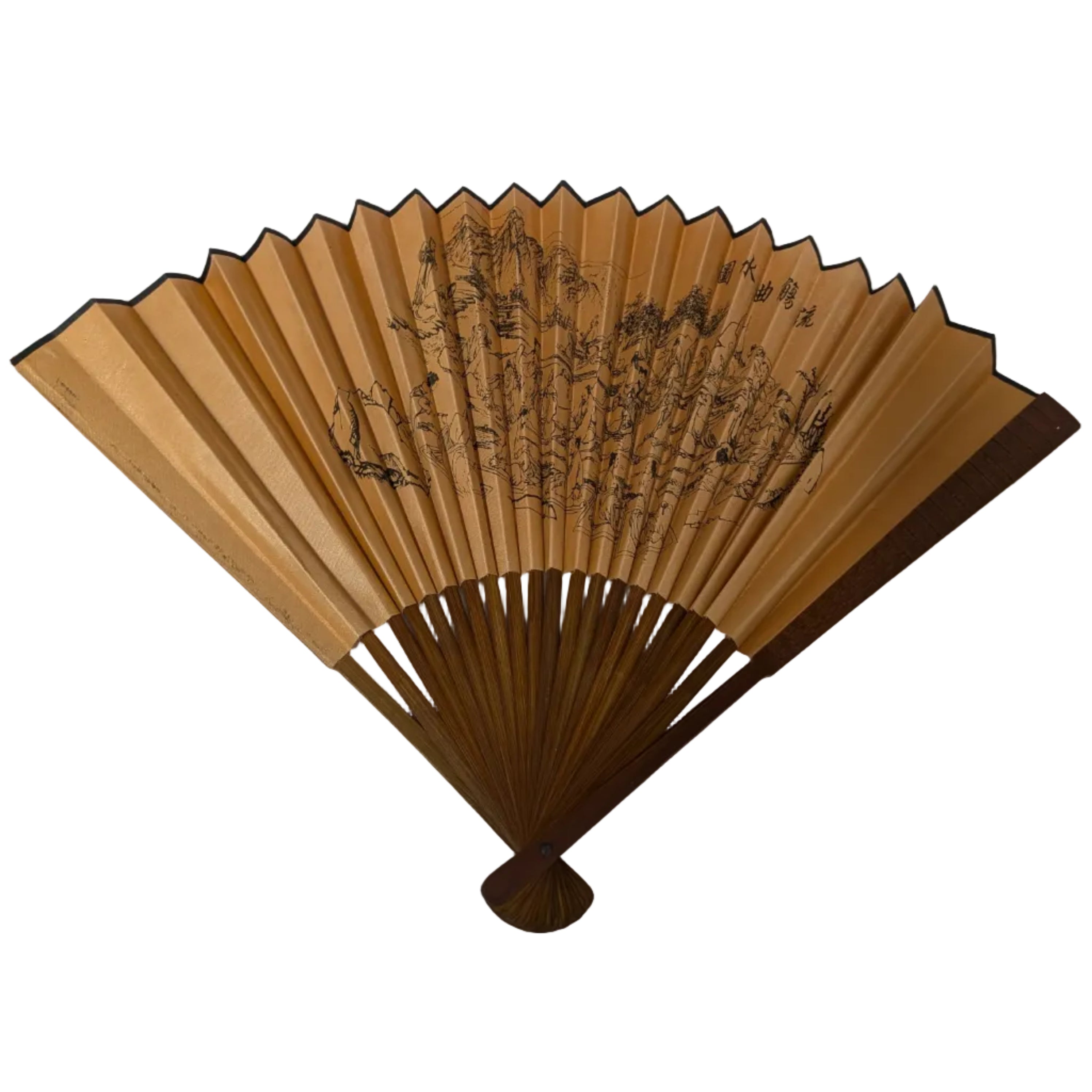 Vintage Chinese Silk & Bamboo Folding Fan