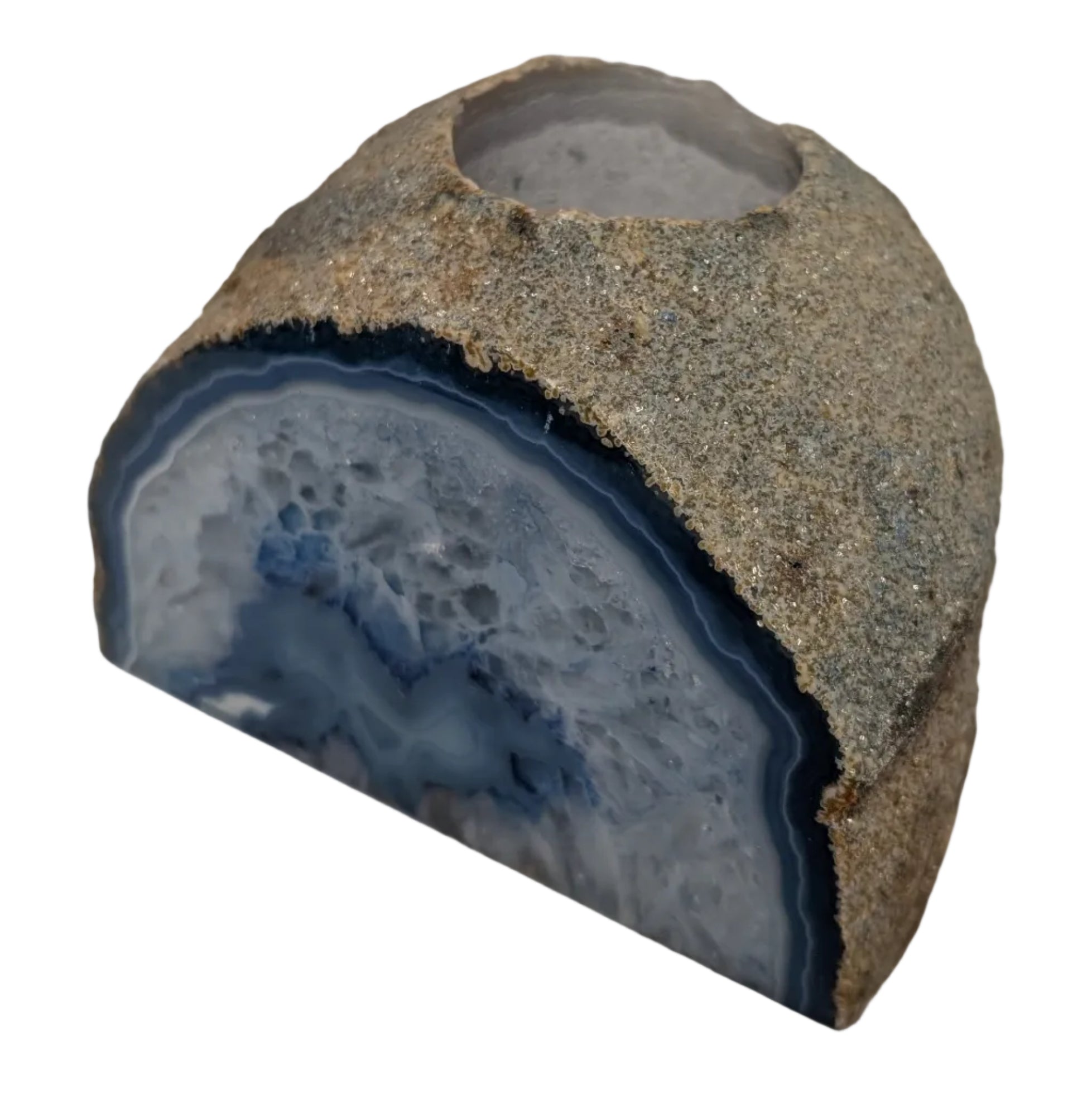 Agate Geode Tea Light Candle Holder - Large