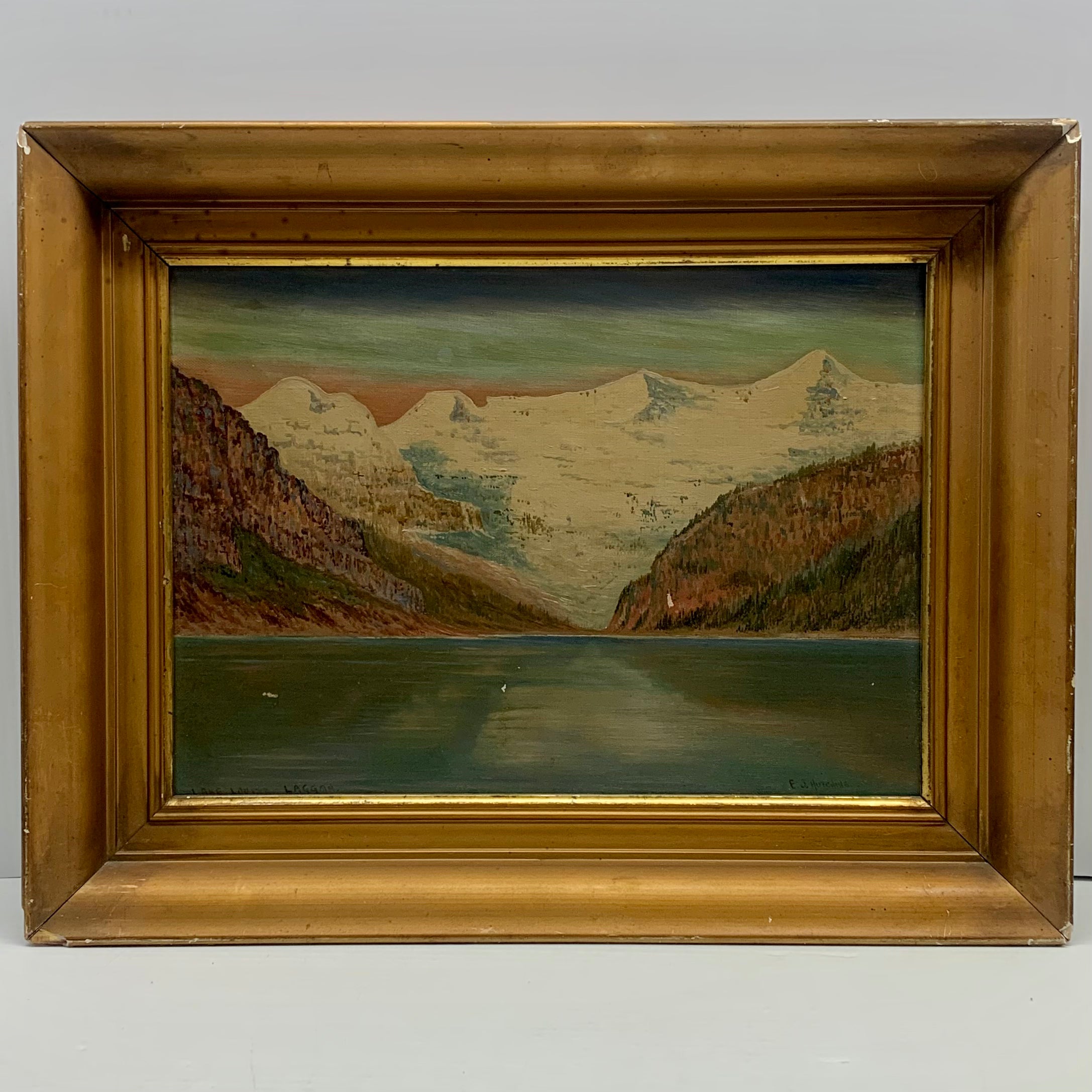 Antique Hand Painted Landscape Painting 18”X 11”