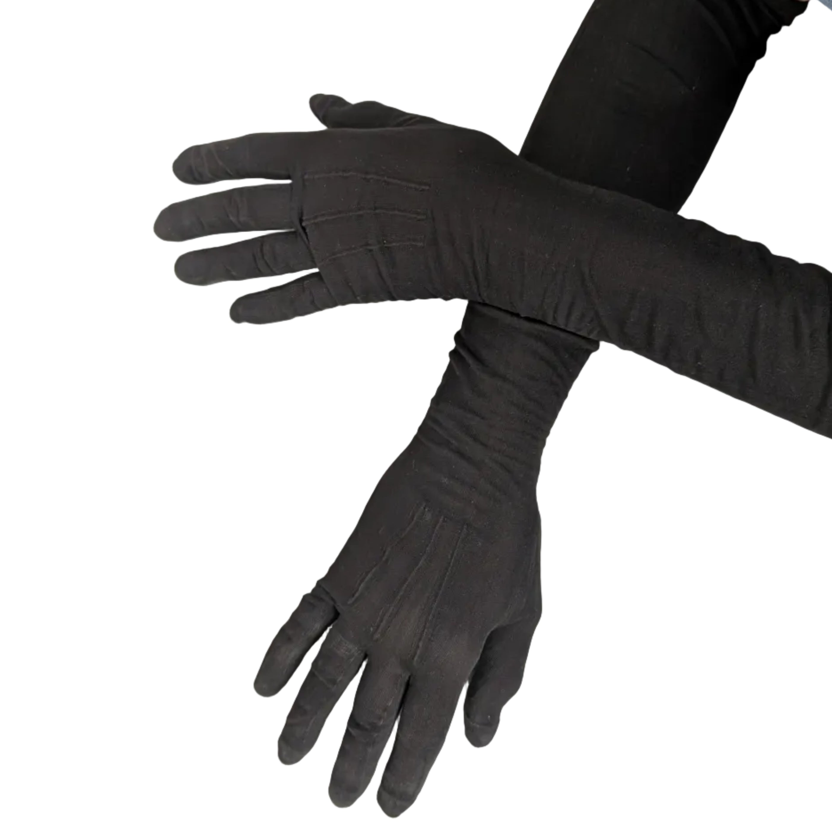Antique Niagara Maid Gloves – Black Silk with Snaps