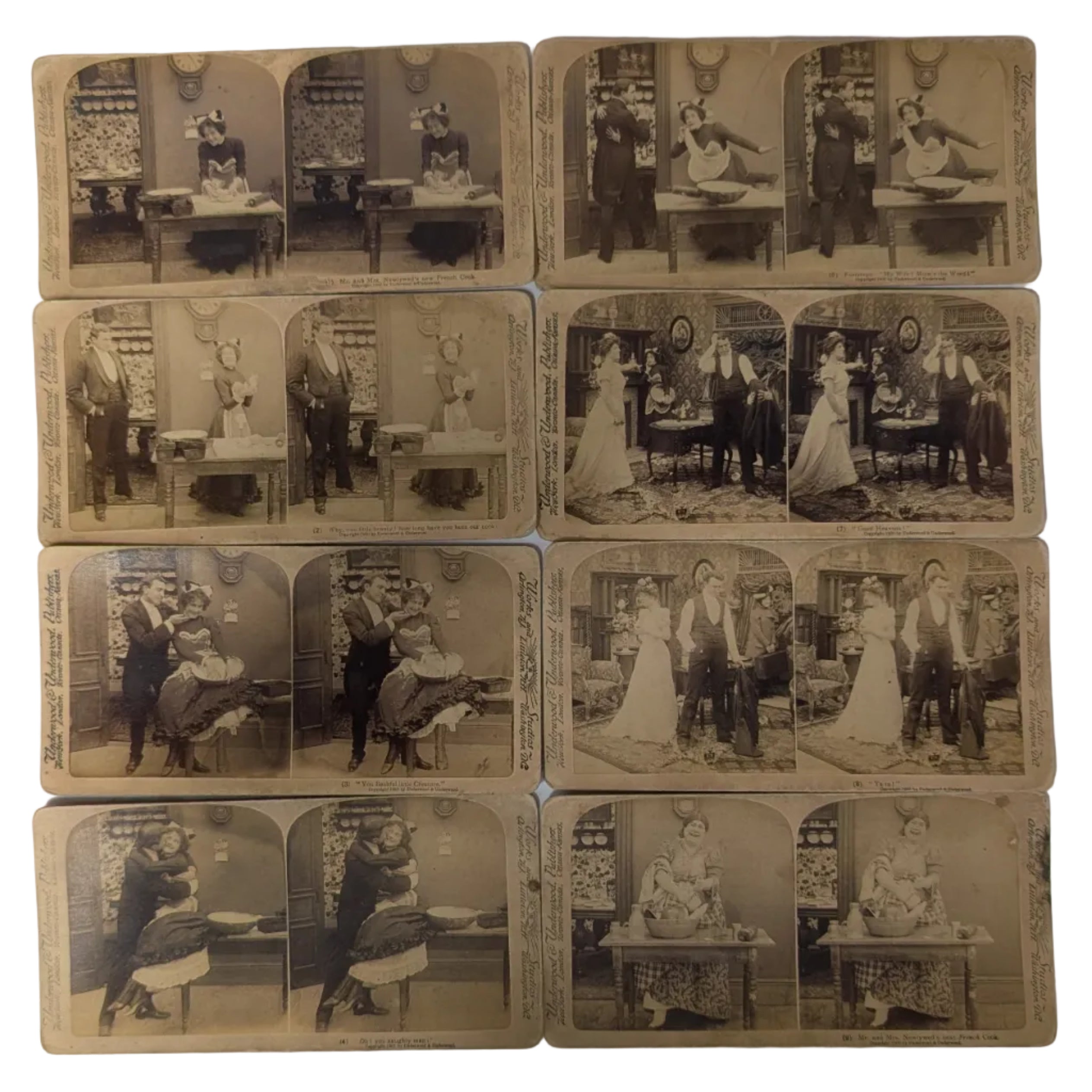 Antique Stereograph Lot – "Mr. & Mrs. Newlywed's New French Cook"