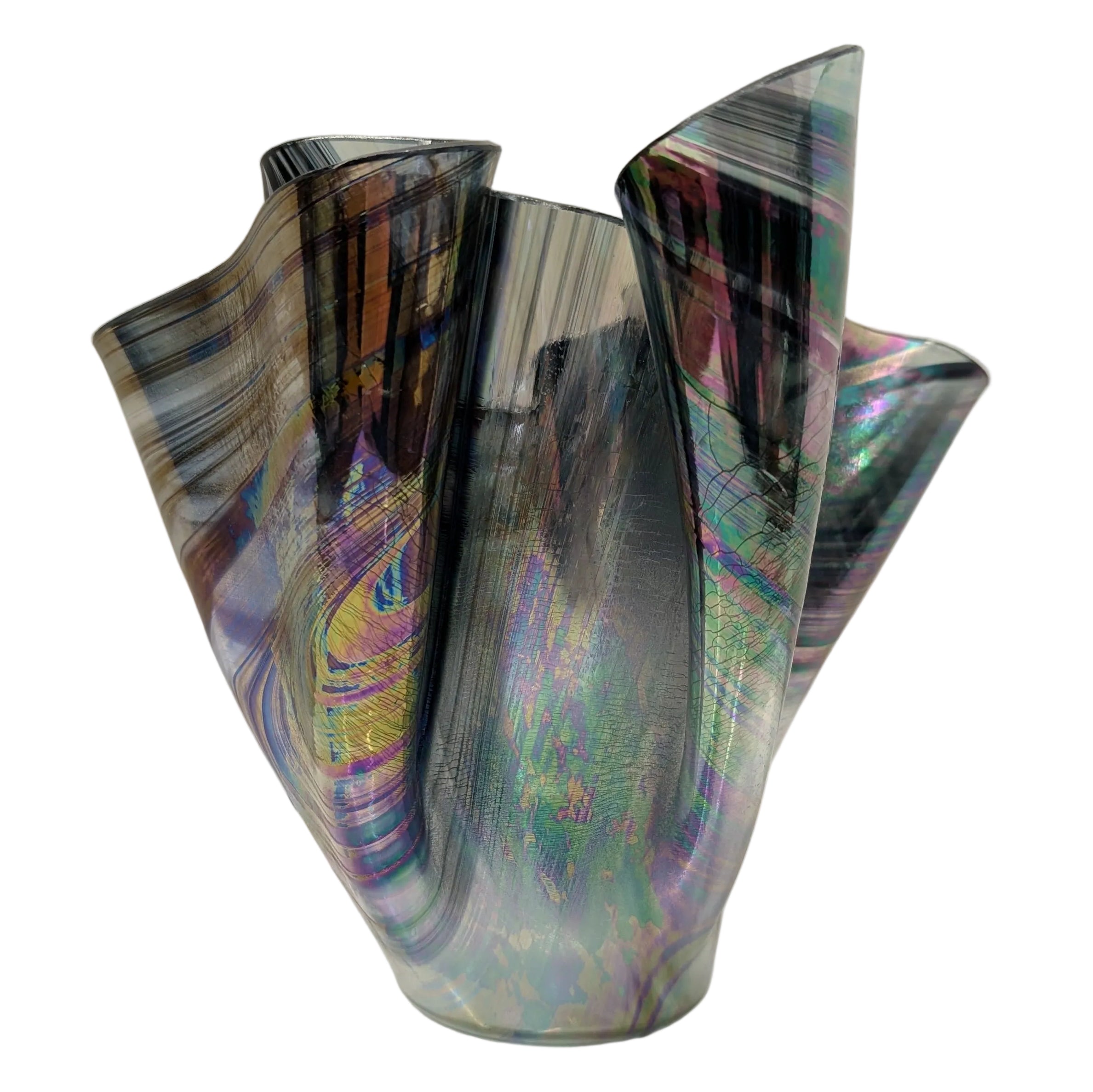 Artisan Oil Slick Effect Handkerchief Vase