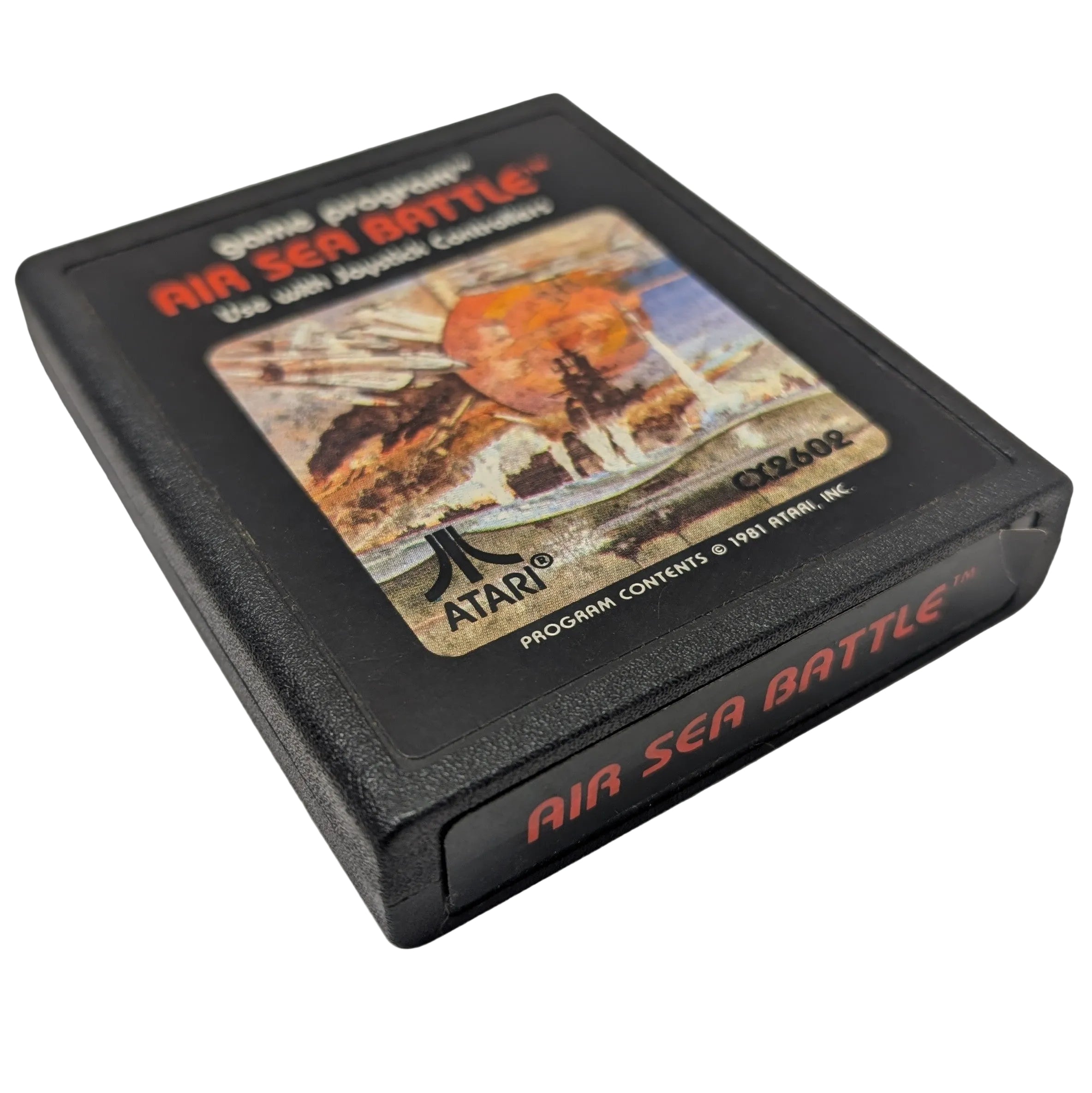 Atari game cartridge for 'Air Sea Battle' on a white background