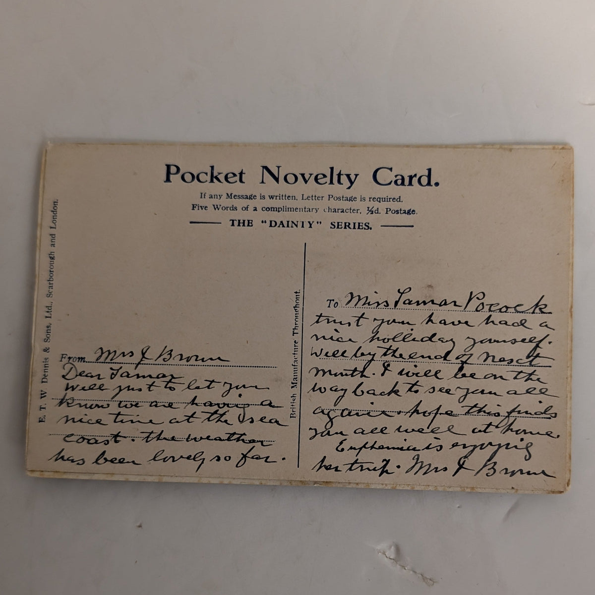 Burns Cottage, Ayr Pocket Novelty Card – The “Dainty” Series