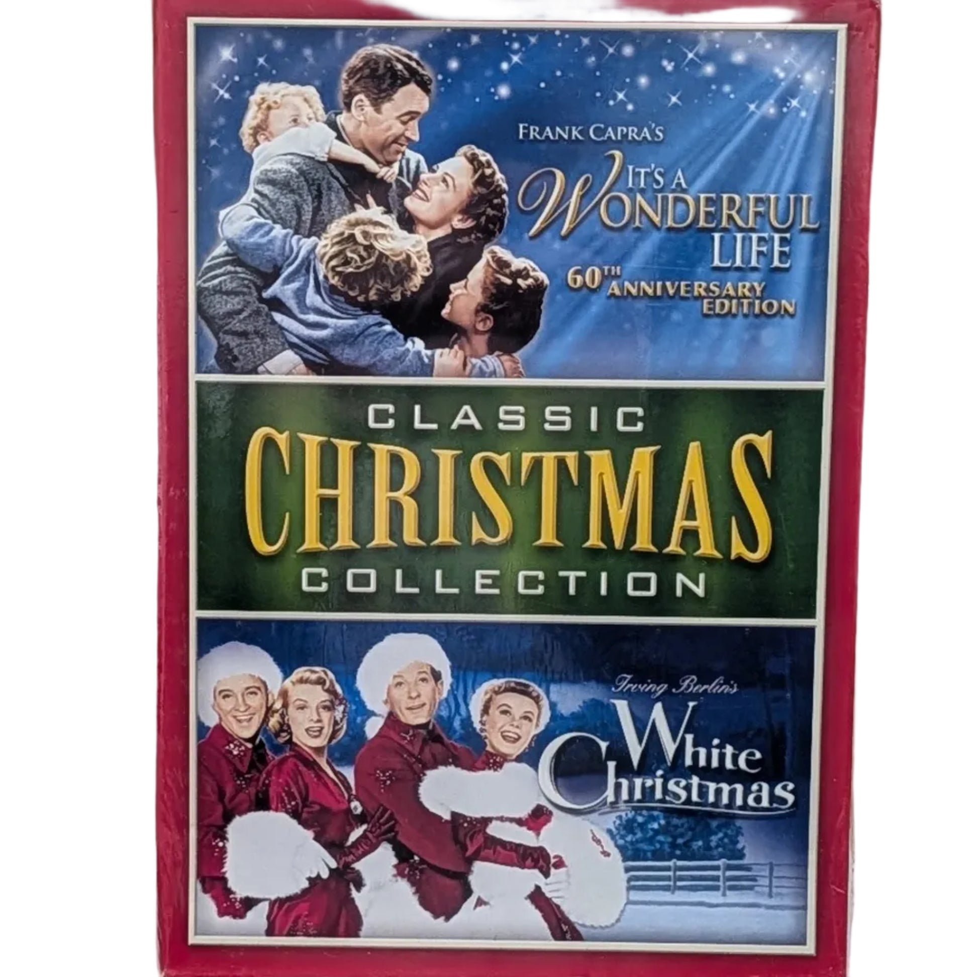 A boxed DVD titled "Classic Christmas Collection" with holiday artwork on the cover, on a white surface 