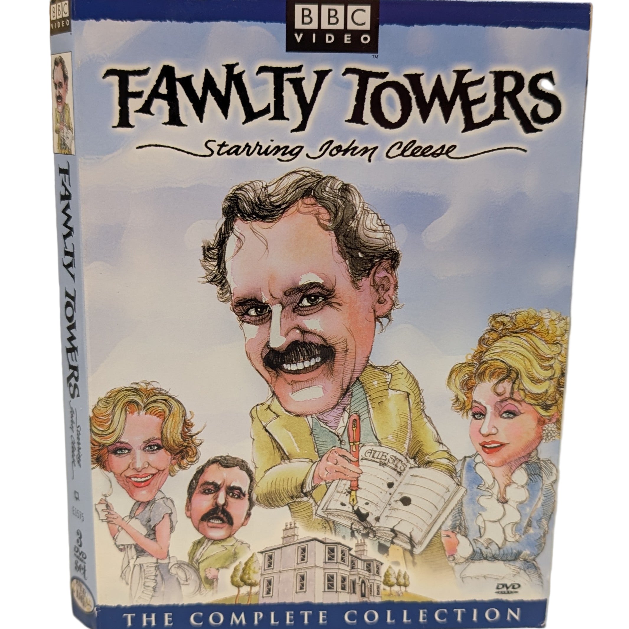 DVD box set of 'Fawlty Towers' featuring John Cleese on a blue background