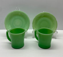 Load image into Gallery viewer, Fire King Jadeite Mugs &amp; Saucers (set of 4) [Countdown Auction]

