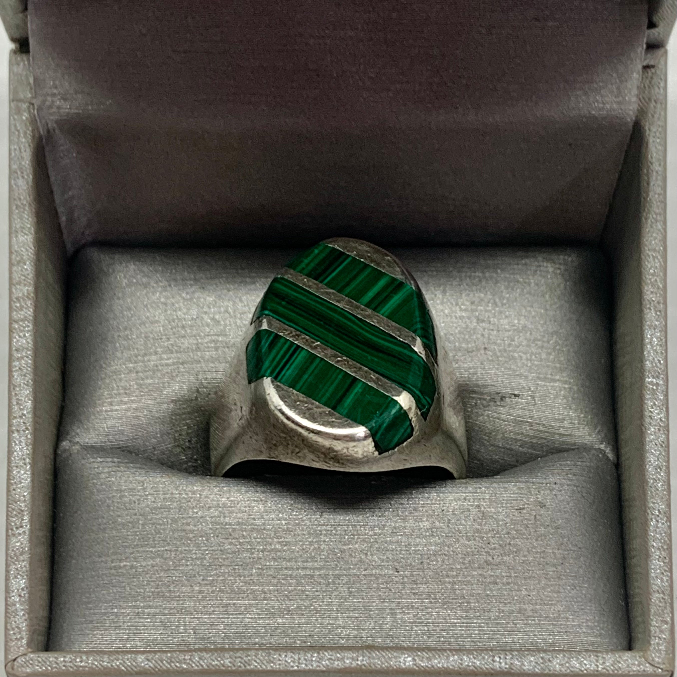 925 Malachite Ring Size 12