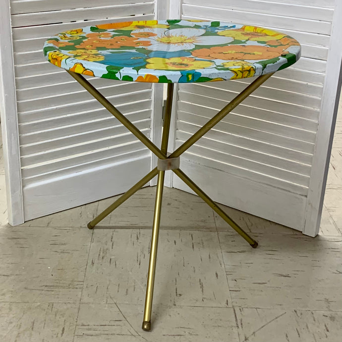 70’s Floral Round Metal Table