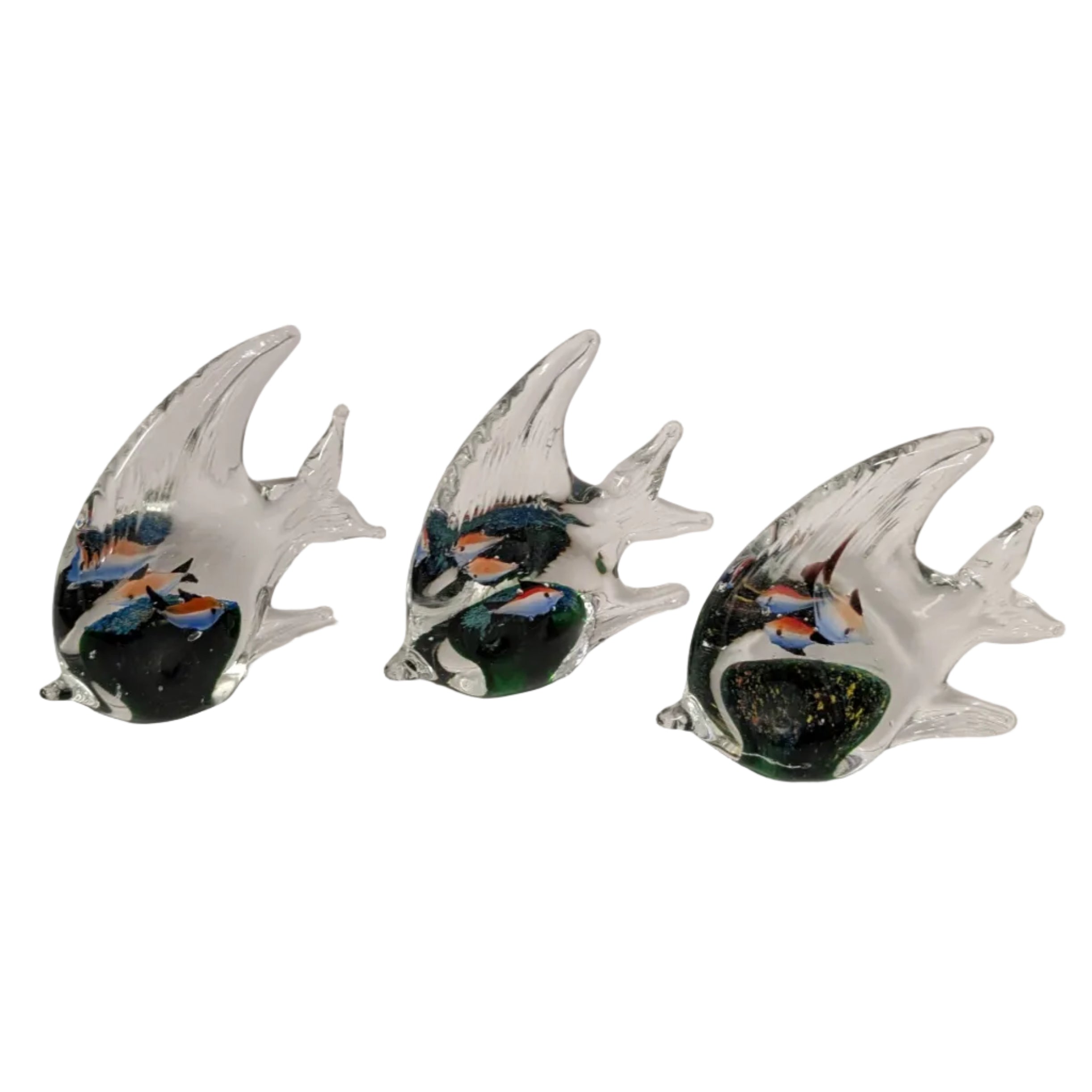 Hand Blown Glass Angel Fish Figurines 