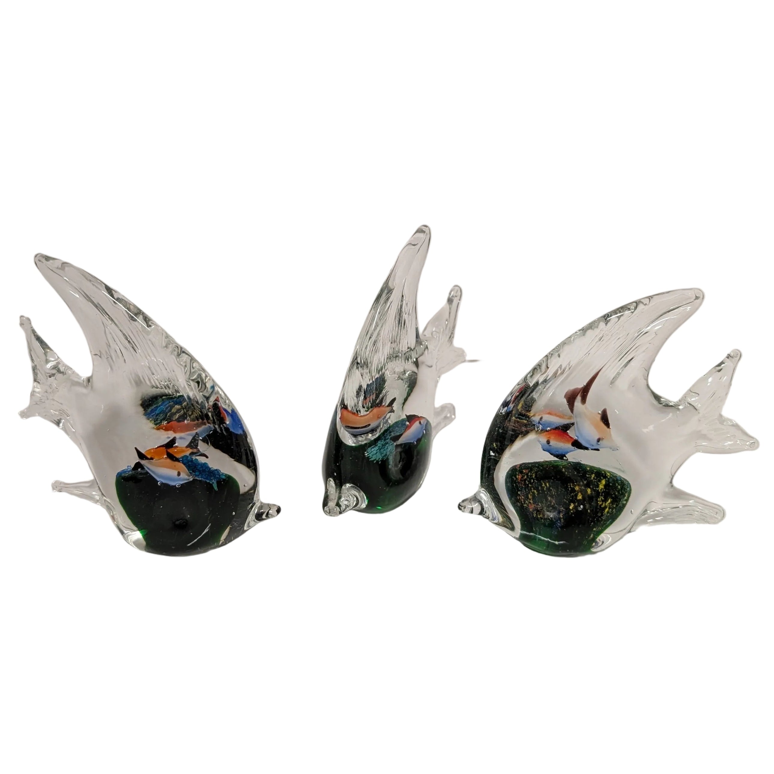 Hand Blown Glass Angel Fish Figurines 