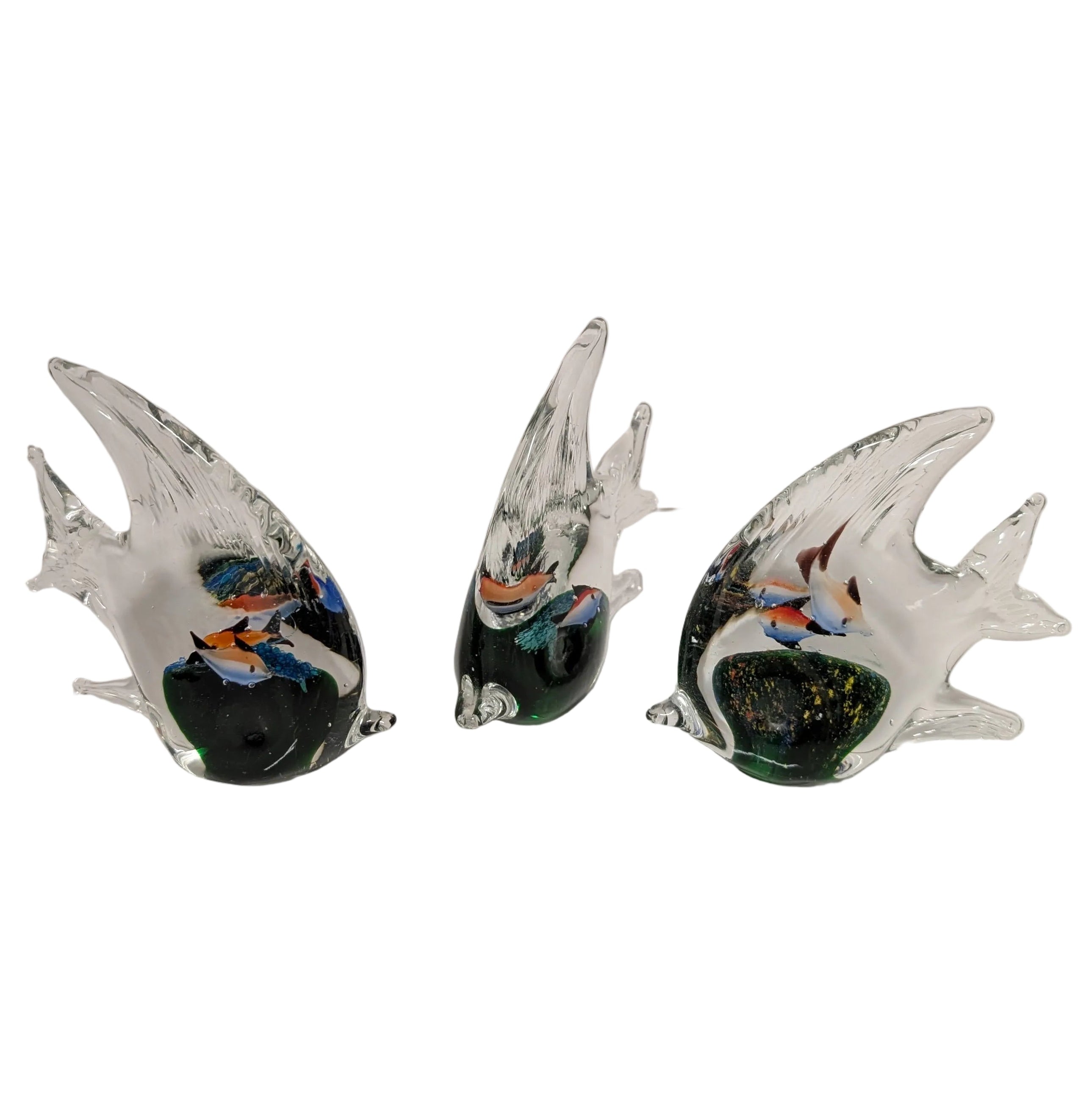 Hand Blown Glass Angel Fish Figurines 