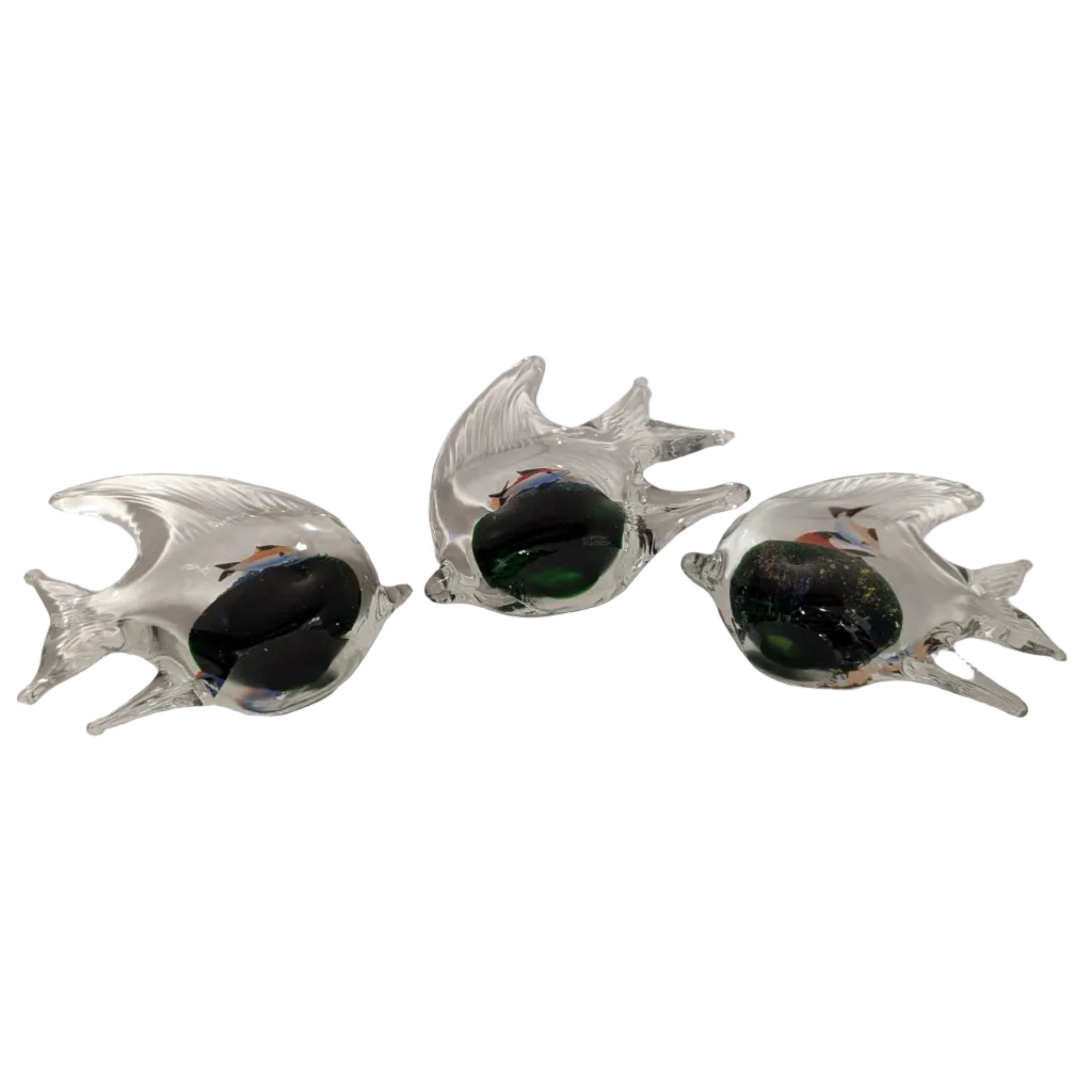 Hand Blown Glass Angel Fish Figurines 