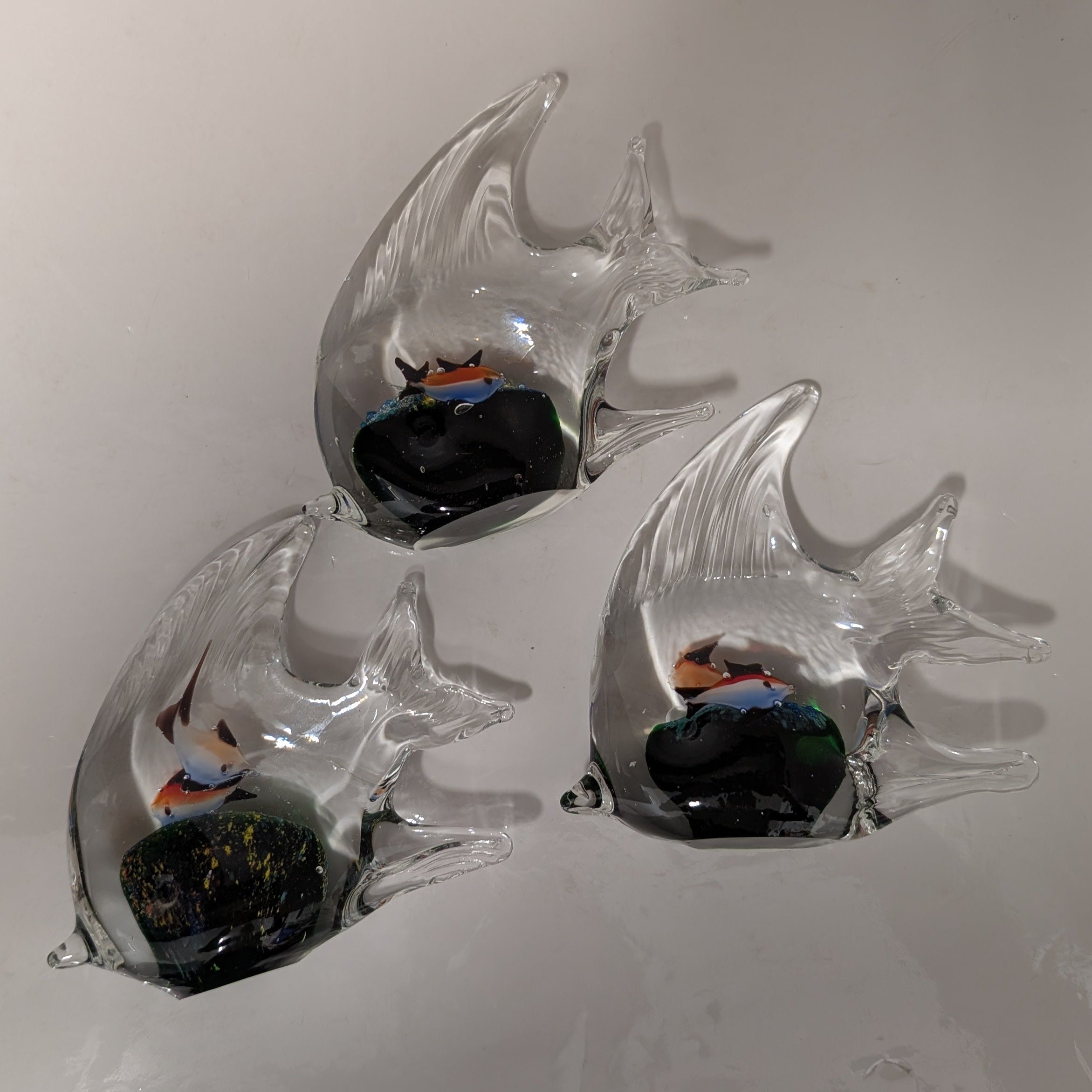 Hand Blown Glass Angel Fish Figurines 