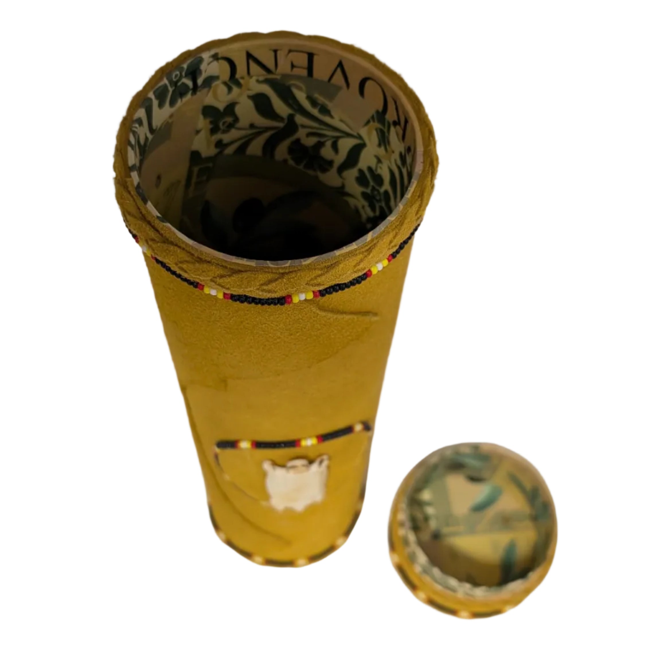 Handcrafted Indigenous Design Leather Cylinder Box