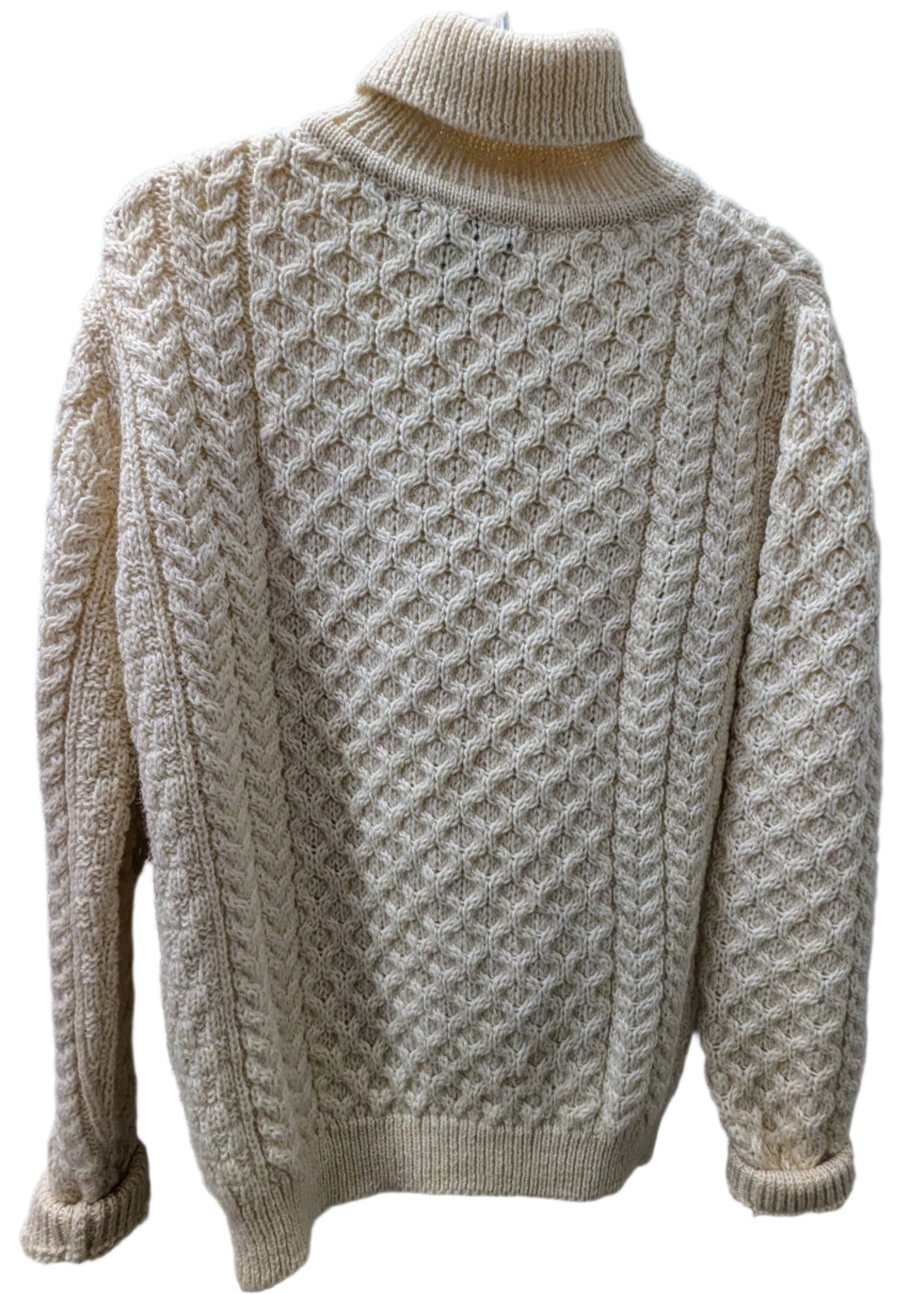 Inis Crafts Cream-Coloured Cable-Knit Merino Wool Sweater