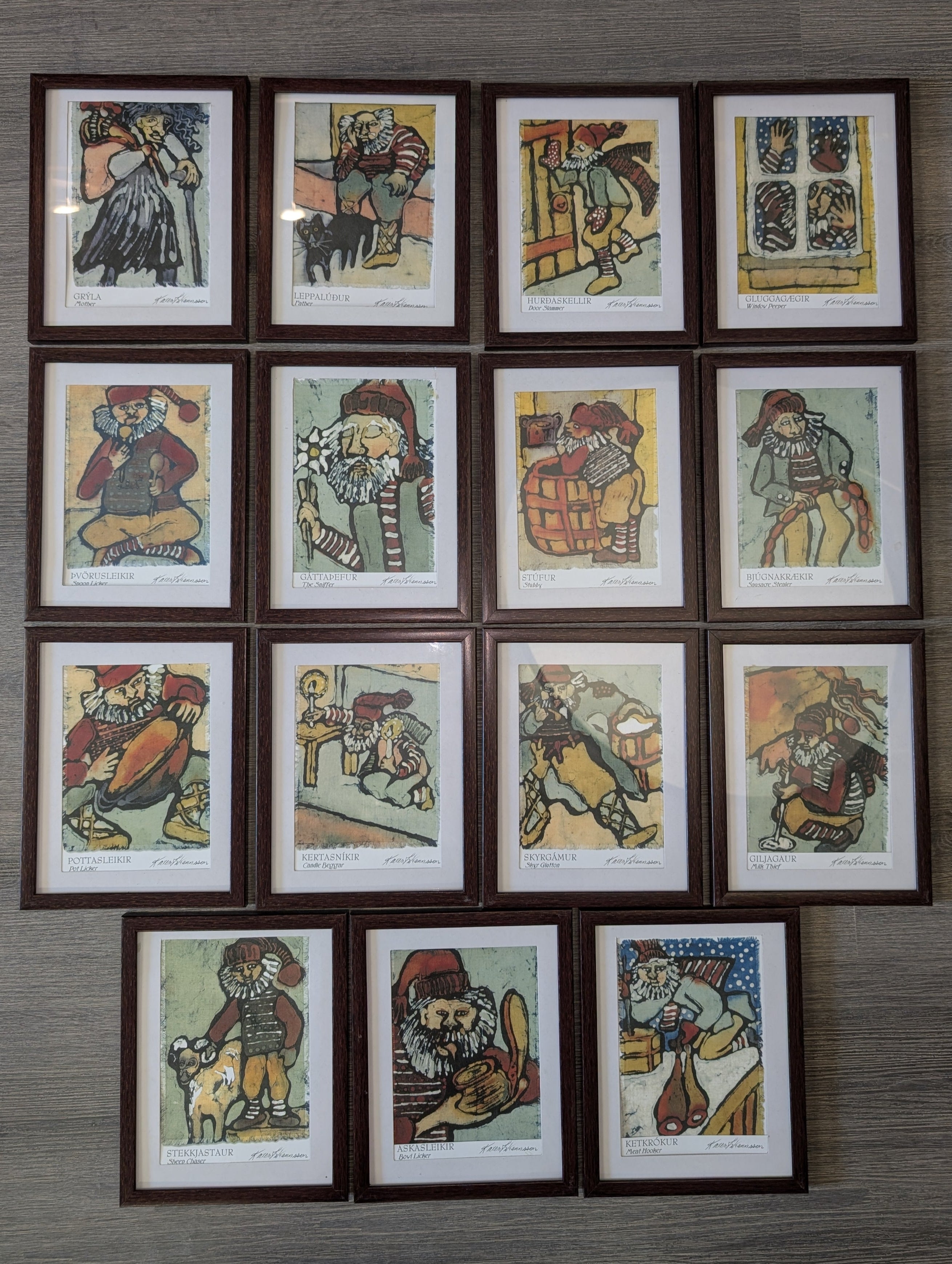 Jolasveinar Batik Prints by Karen Johannsson, Winnipeg, MB, Set of 15
