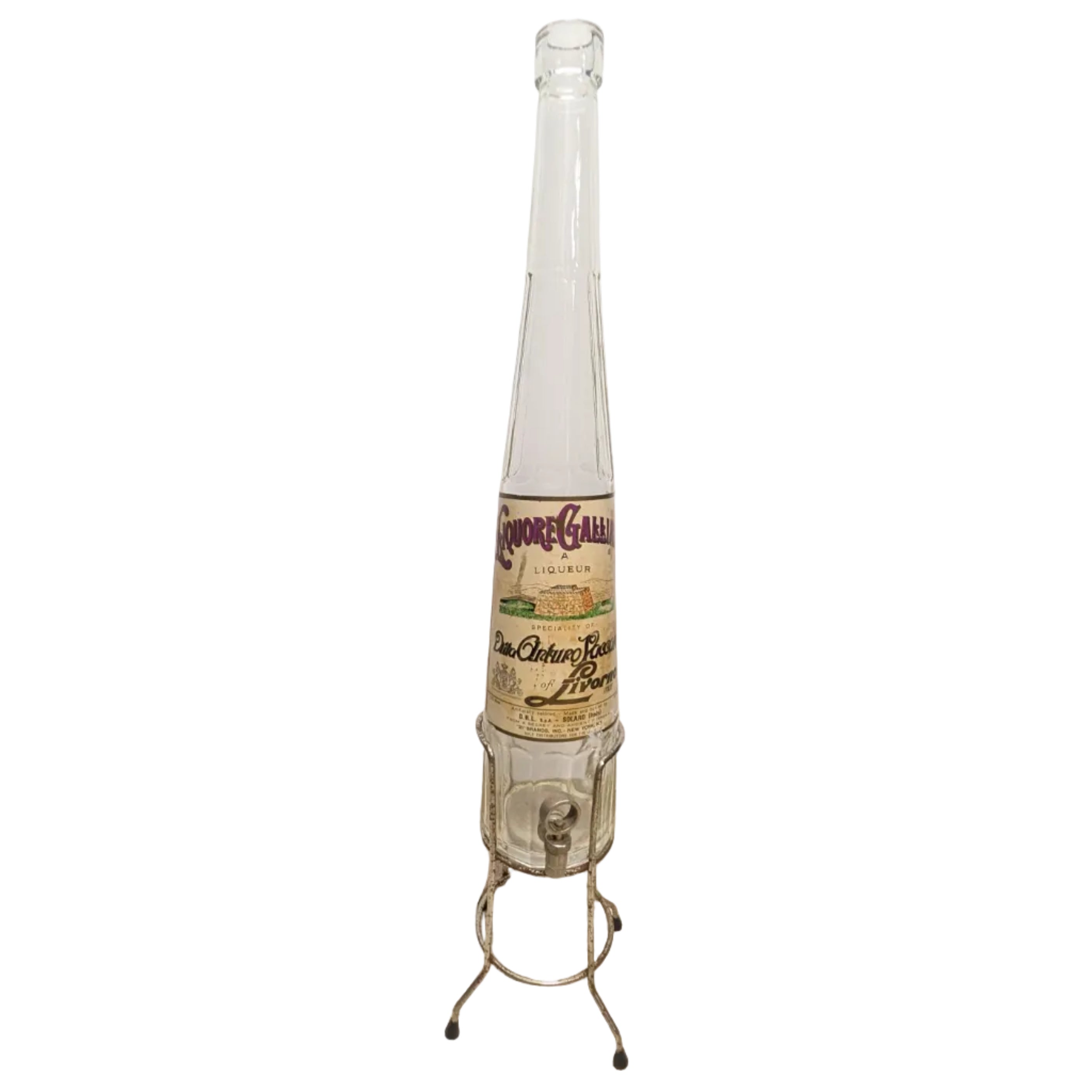 Liquore Galliano 1.75L Glass Bottle with Metal Stand