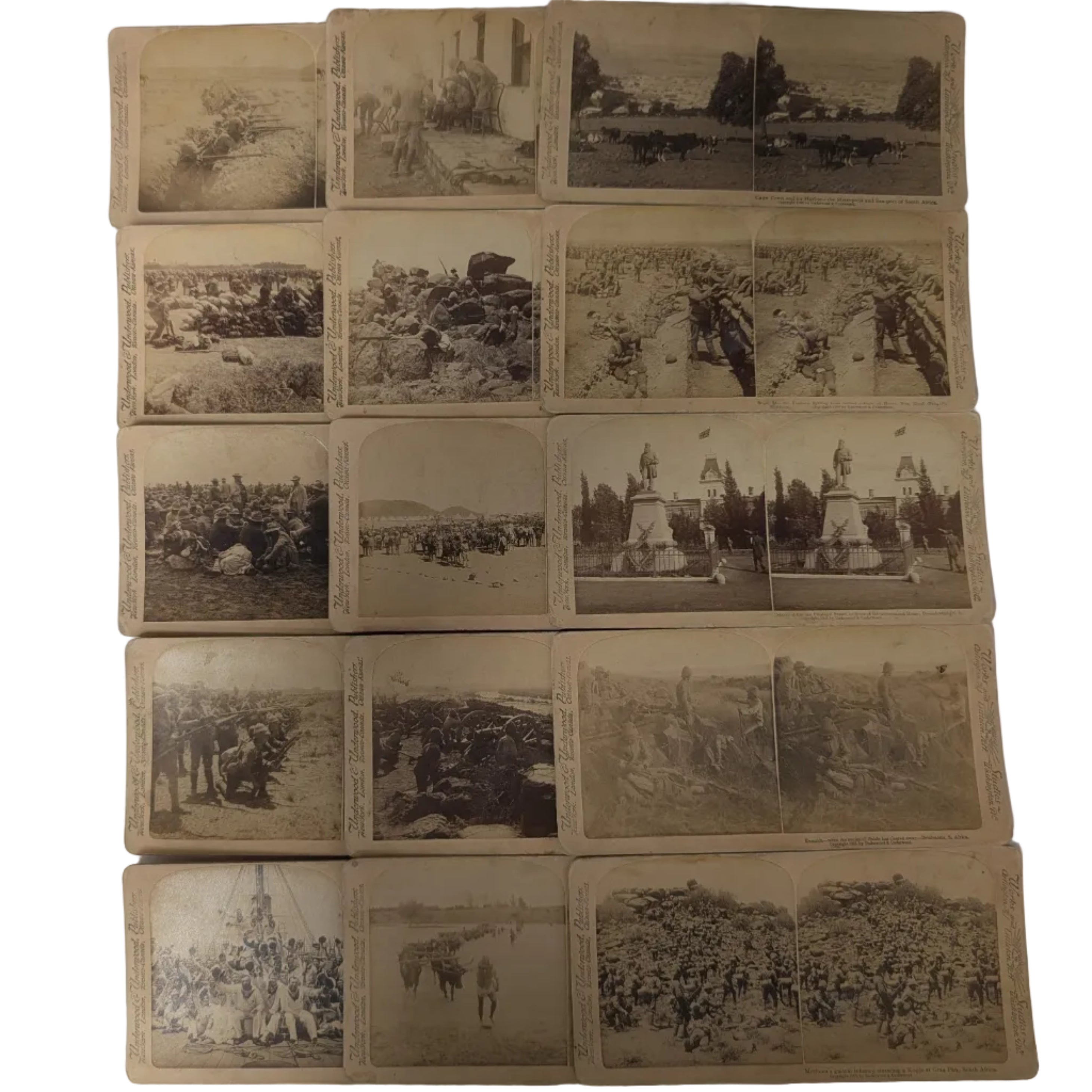 Lot of 15 Antique Stereographs —Boer War, South Africa