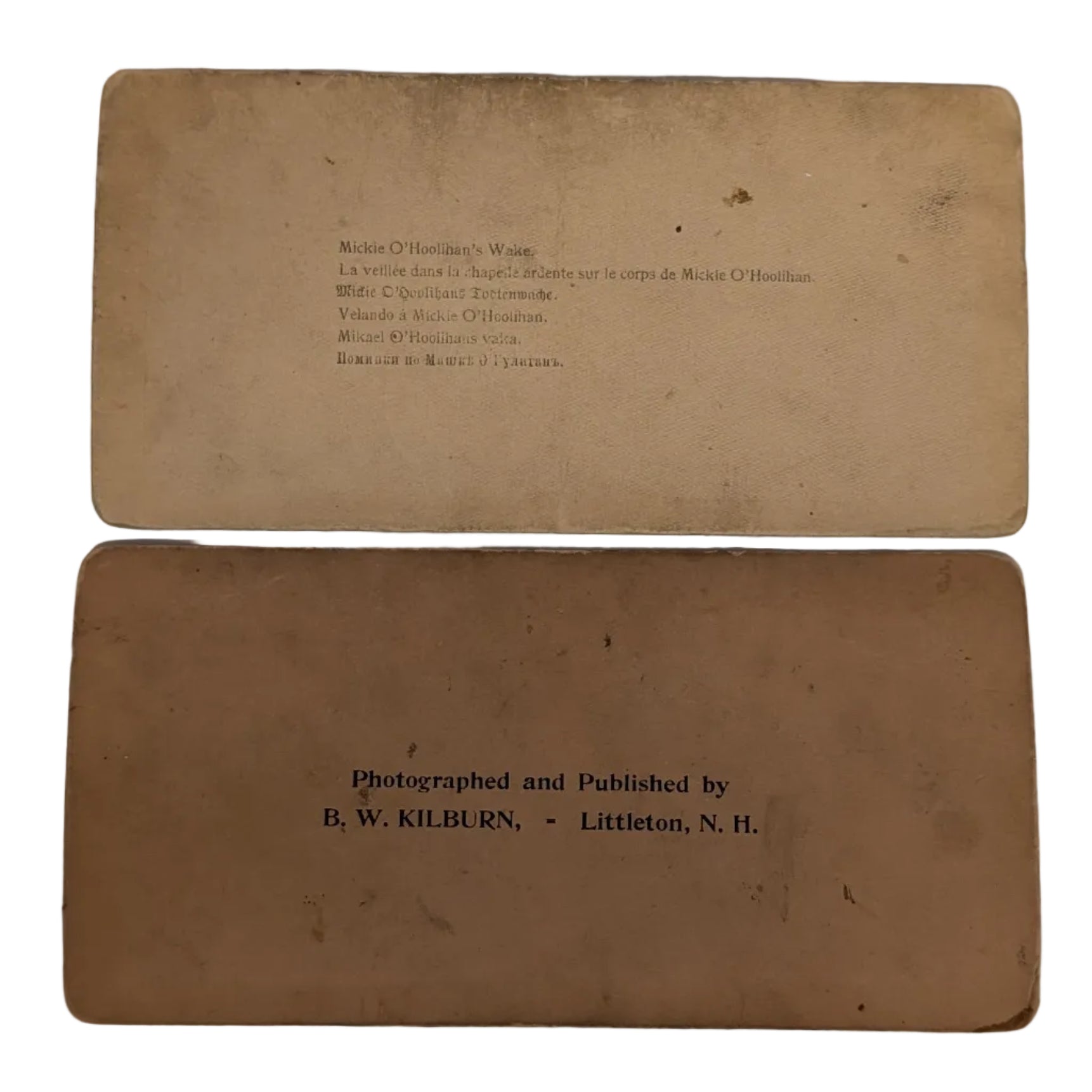 Lot of 2 Stereographs — "Mickie O'Hollhan's Wake" & "After the Wedding"