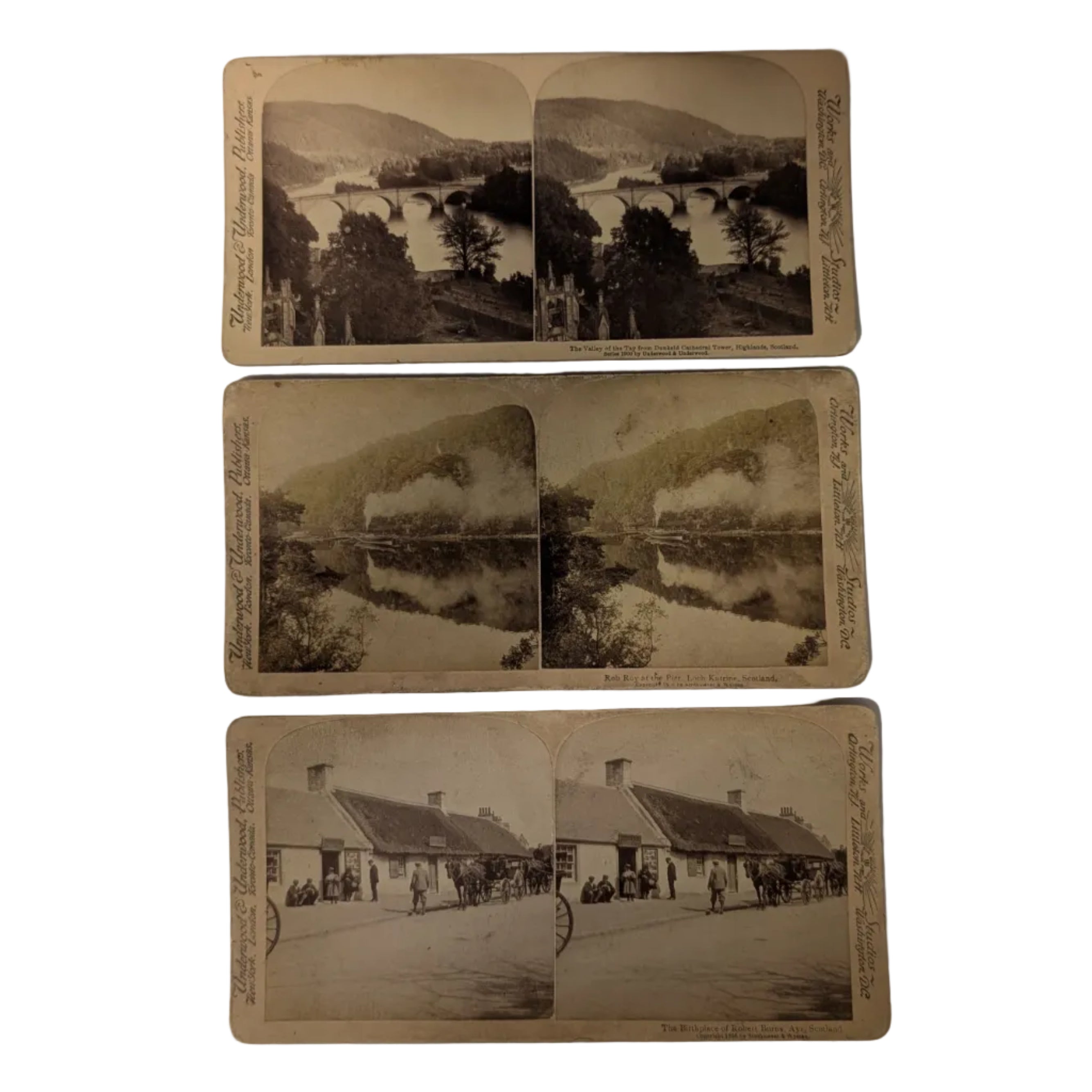 Lot of 3 Antique Stereographs — Scotland