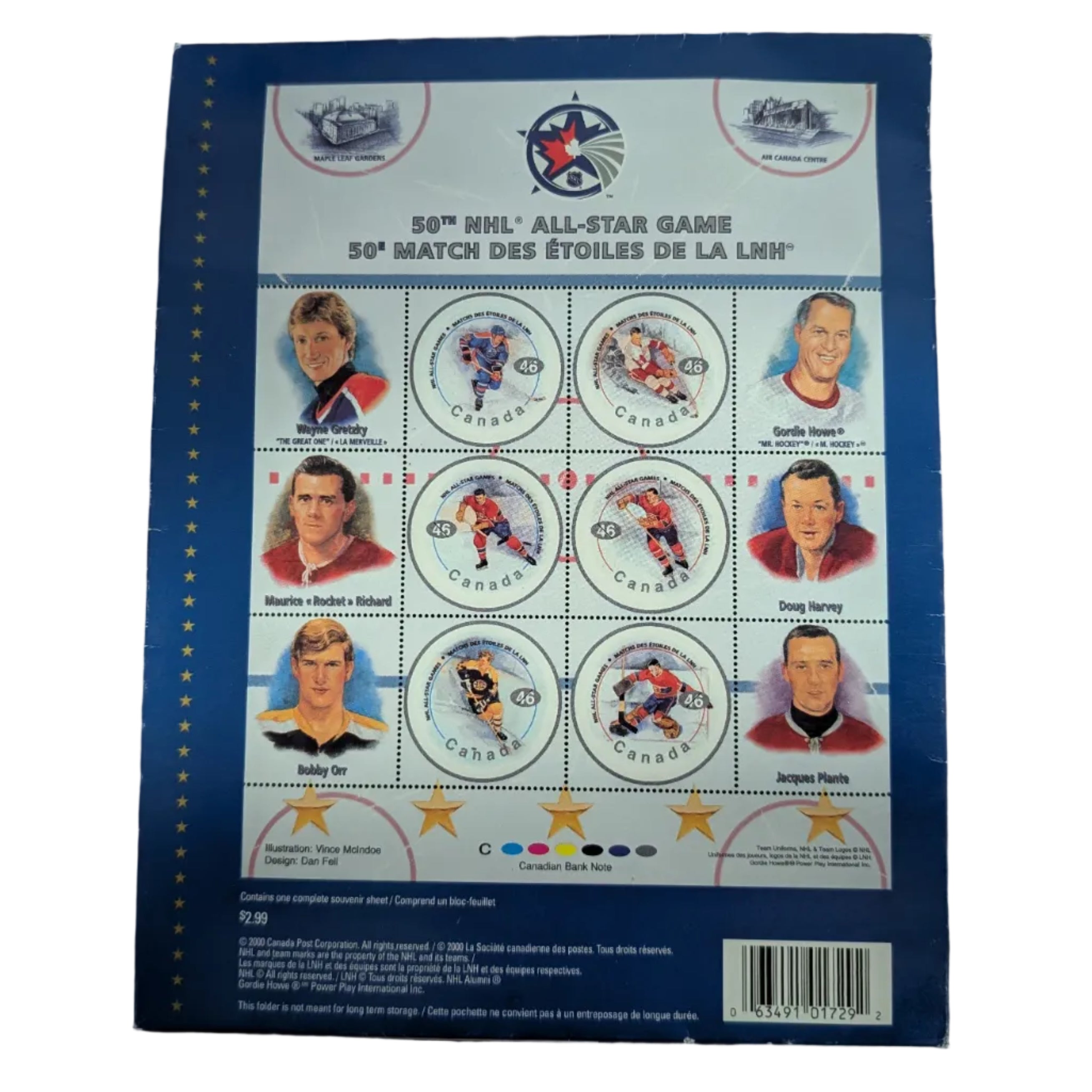NHL 50th All-Star Game Canada Post Stamp Collection