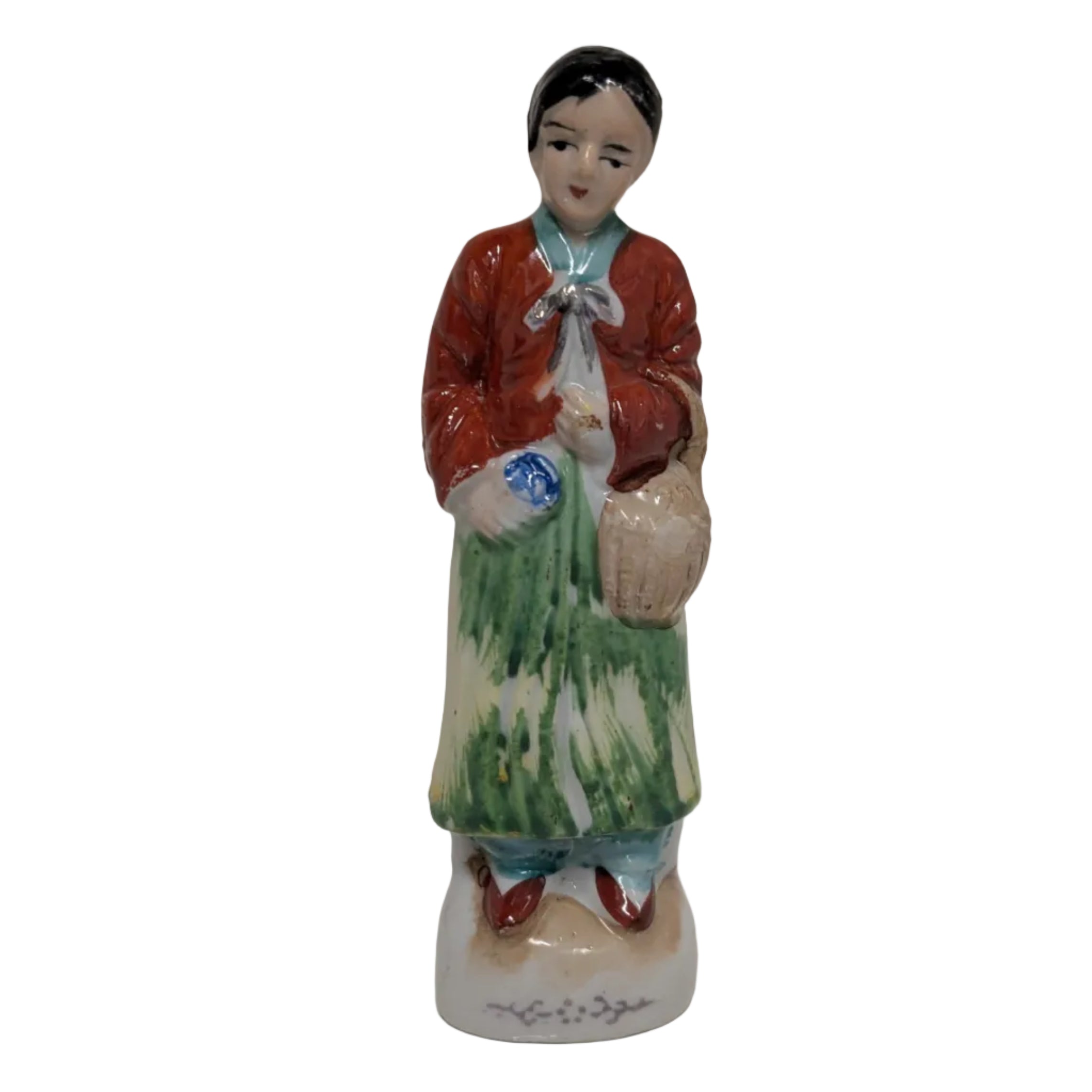 Porcelain Figurine Woman with Basket – Occupied Japan