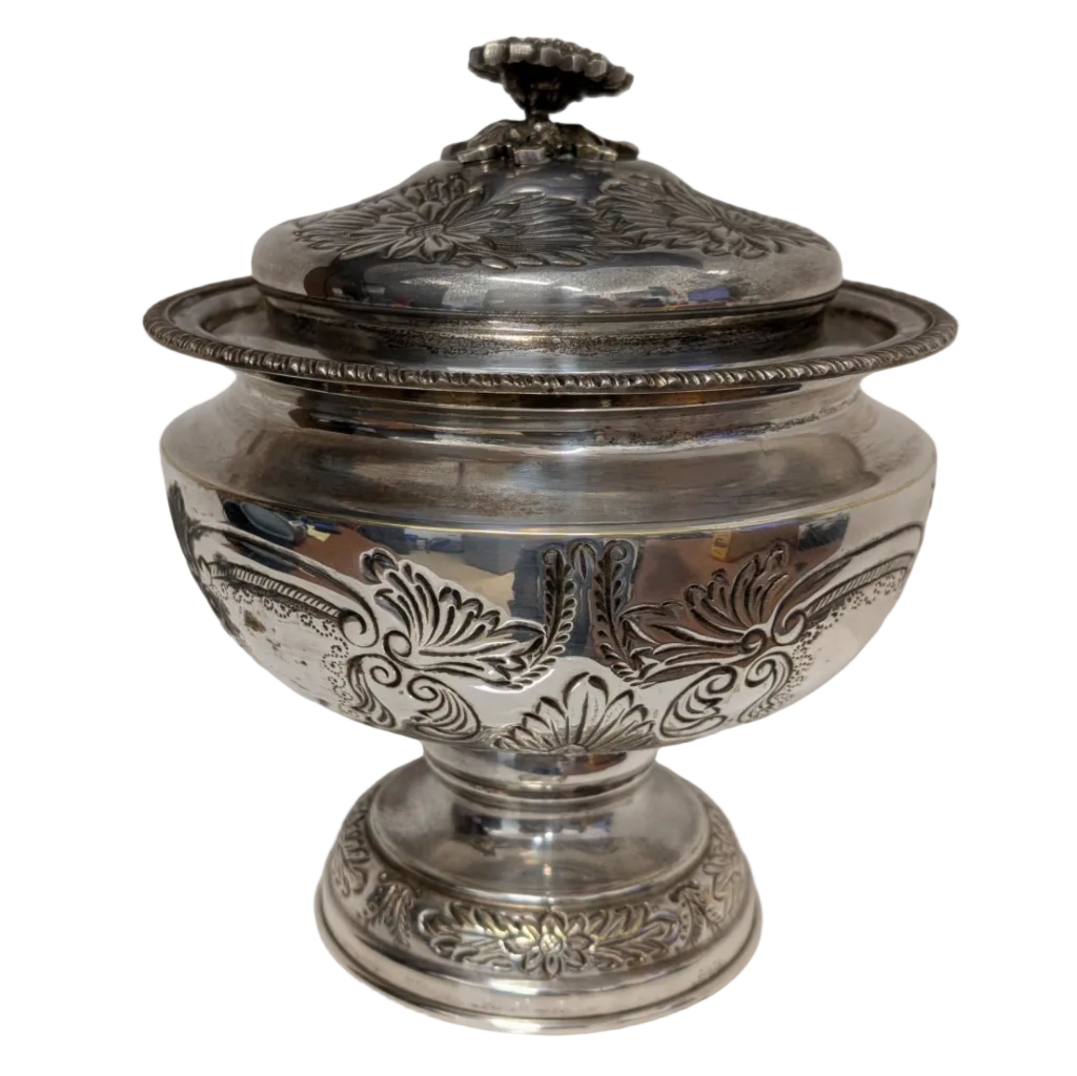 Primrose Plate E.P. Brass Portugal Large Bowl with Lid
