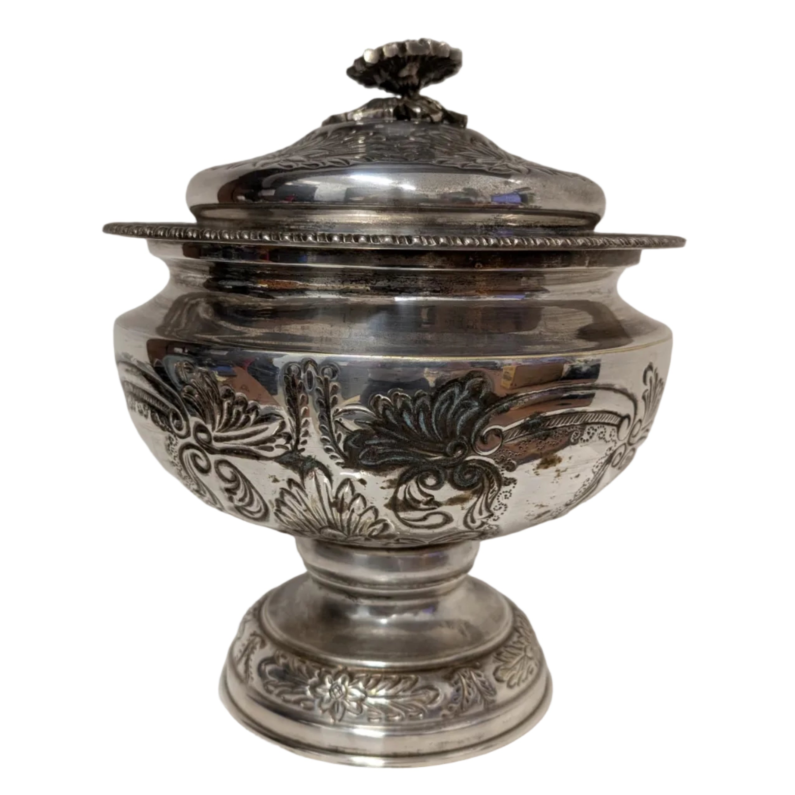 Primrose Plate E.P. Brass Portugal Large Bowl with Lid