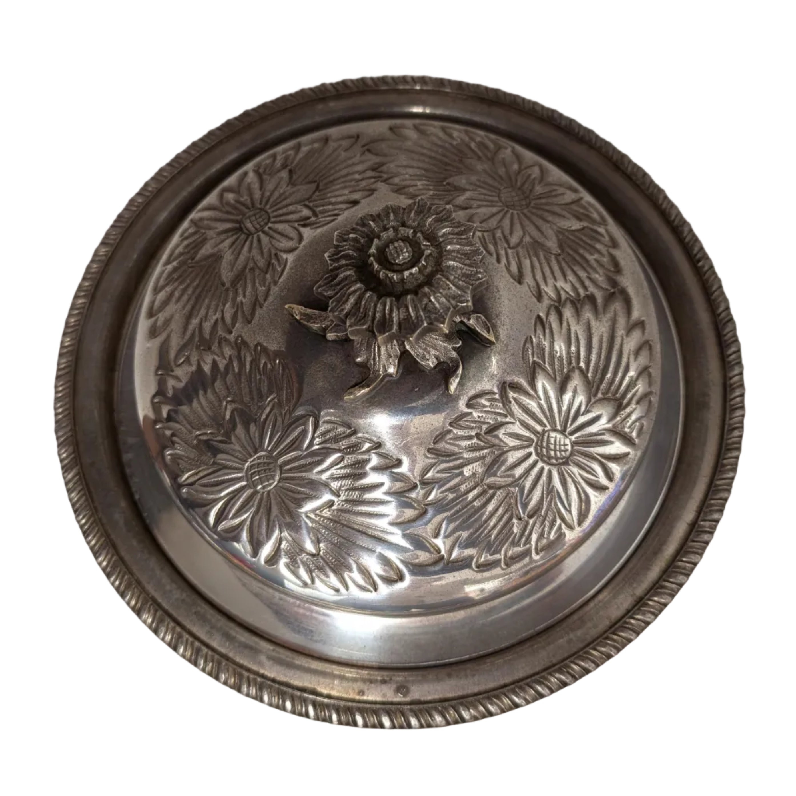 Primrose Plate E.P. Brass Portugal Large Bowl with Lid