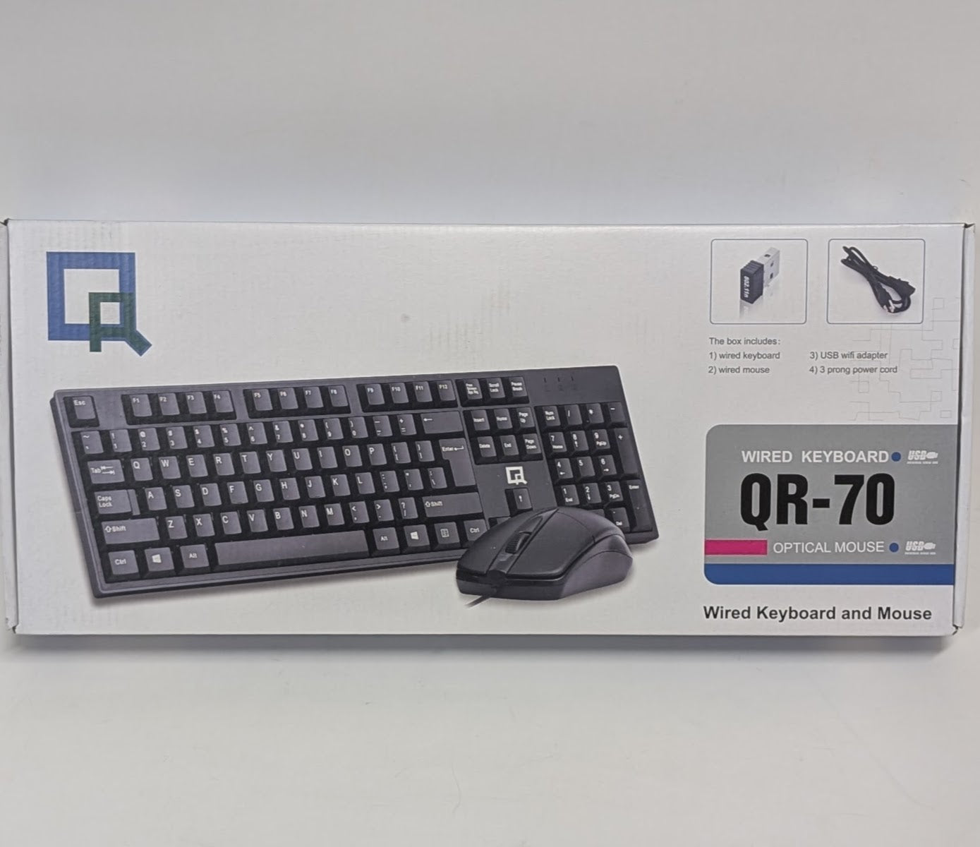 QR-70 Wired Keyboard and Optical Mouse Bundle