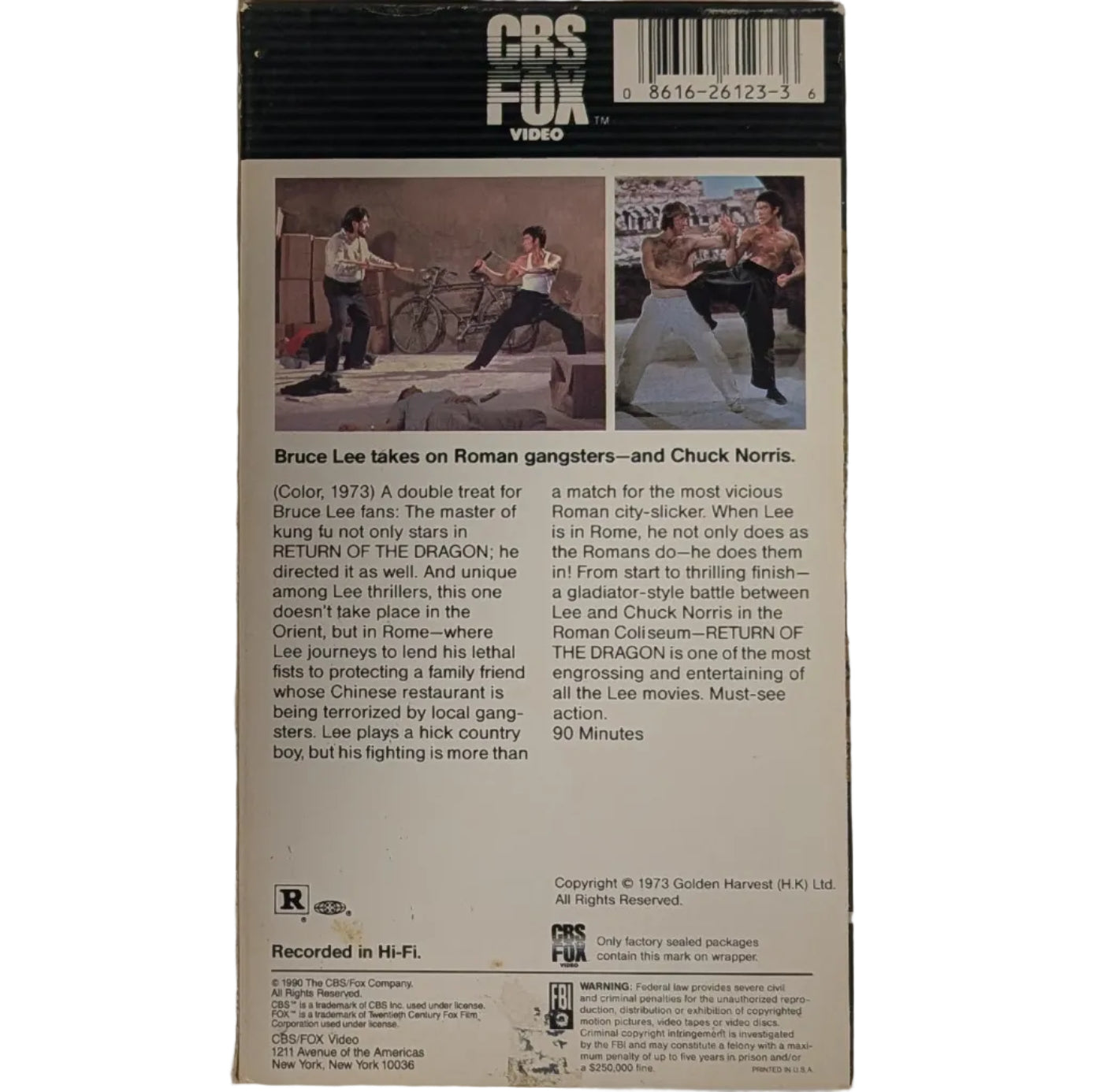 Return of the Dragon VHS - Bruce Lee