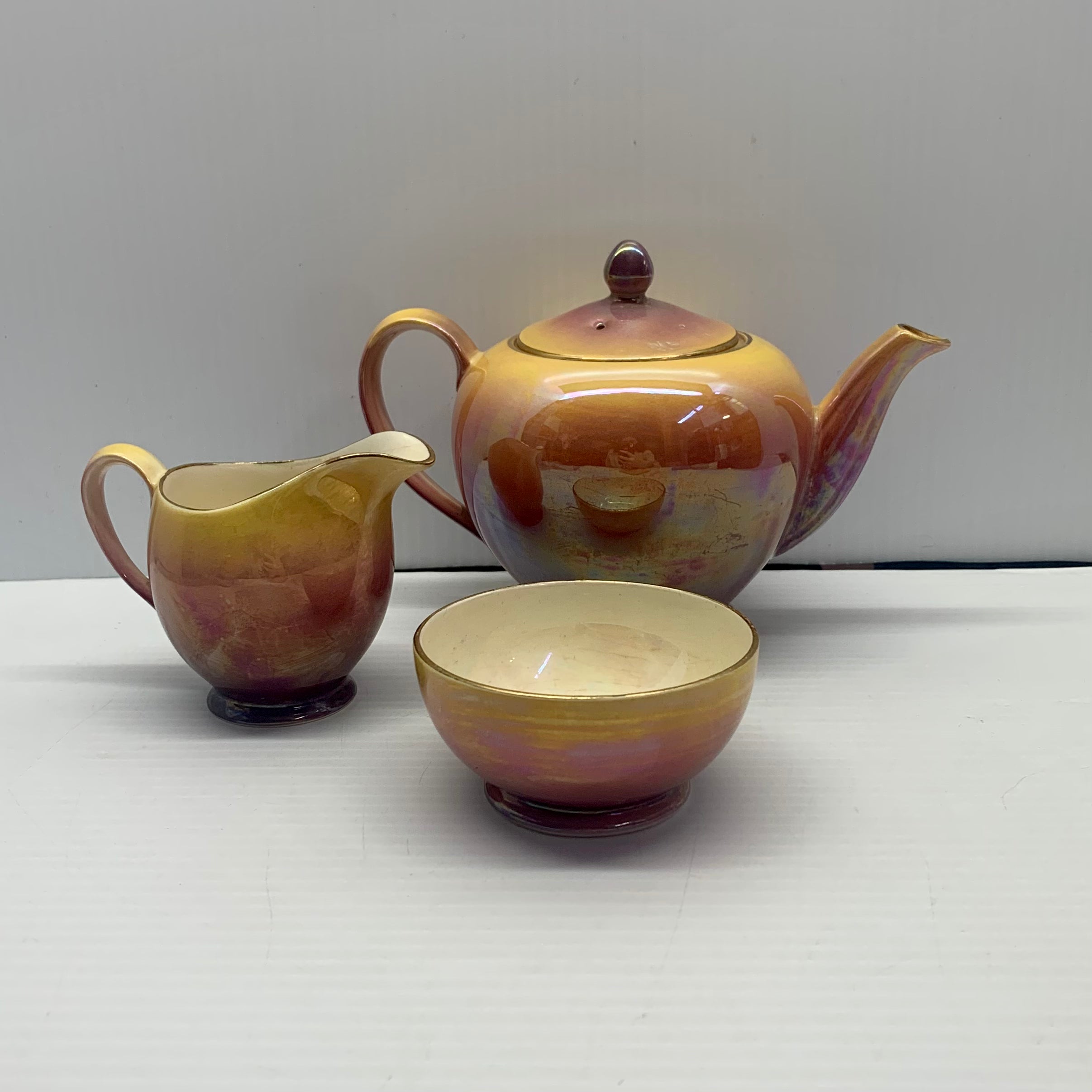 Royal Winton Grimwades Lustreware Tea Pot & Cream & Sugar Bowls