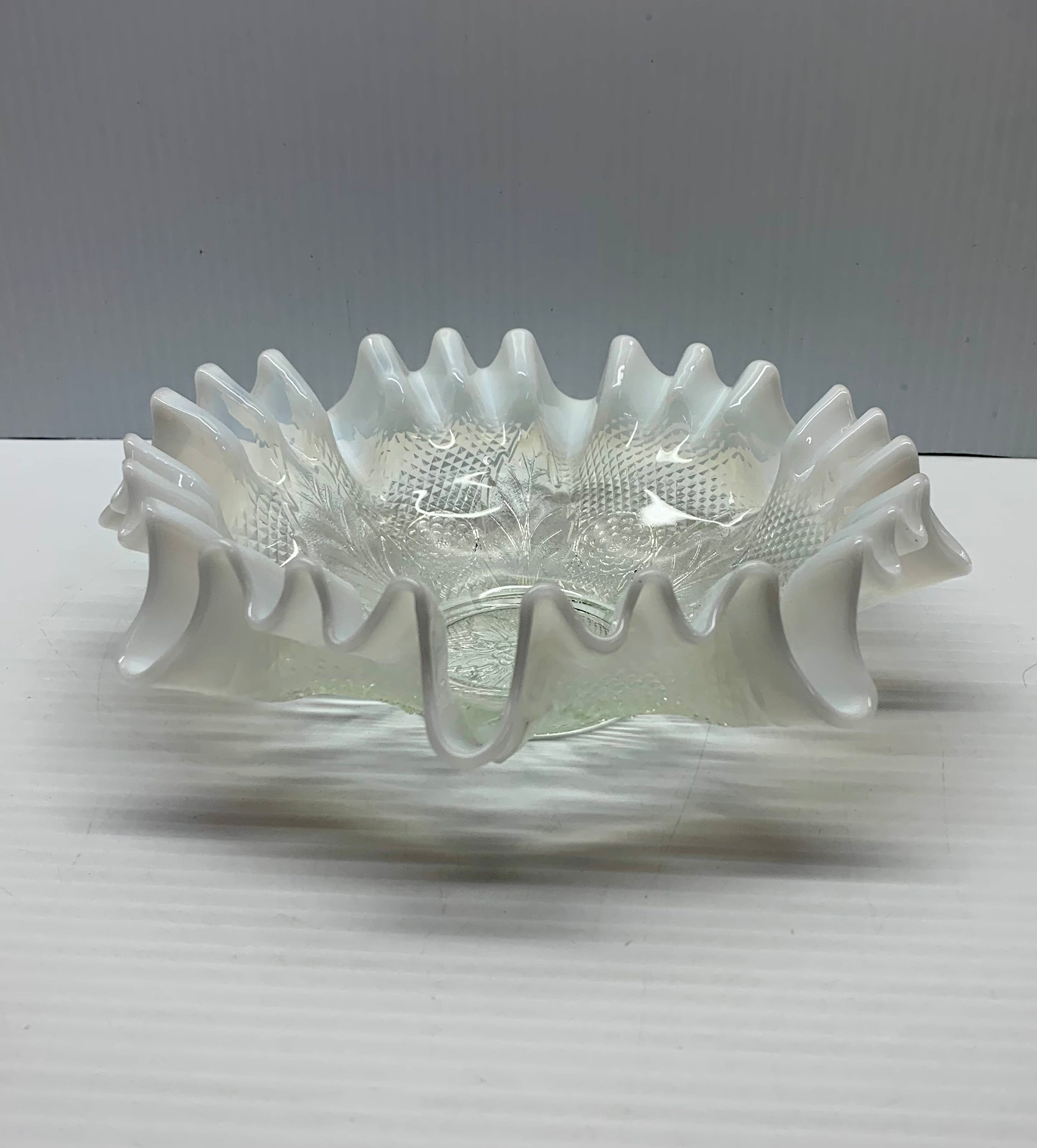 Ruffled Milk Glass Candy Dish