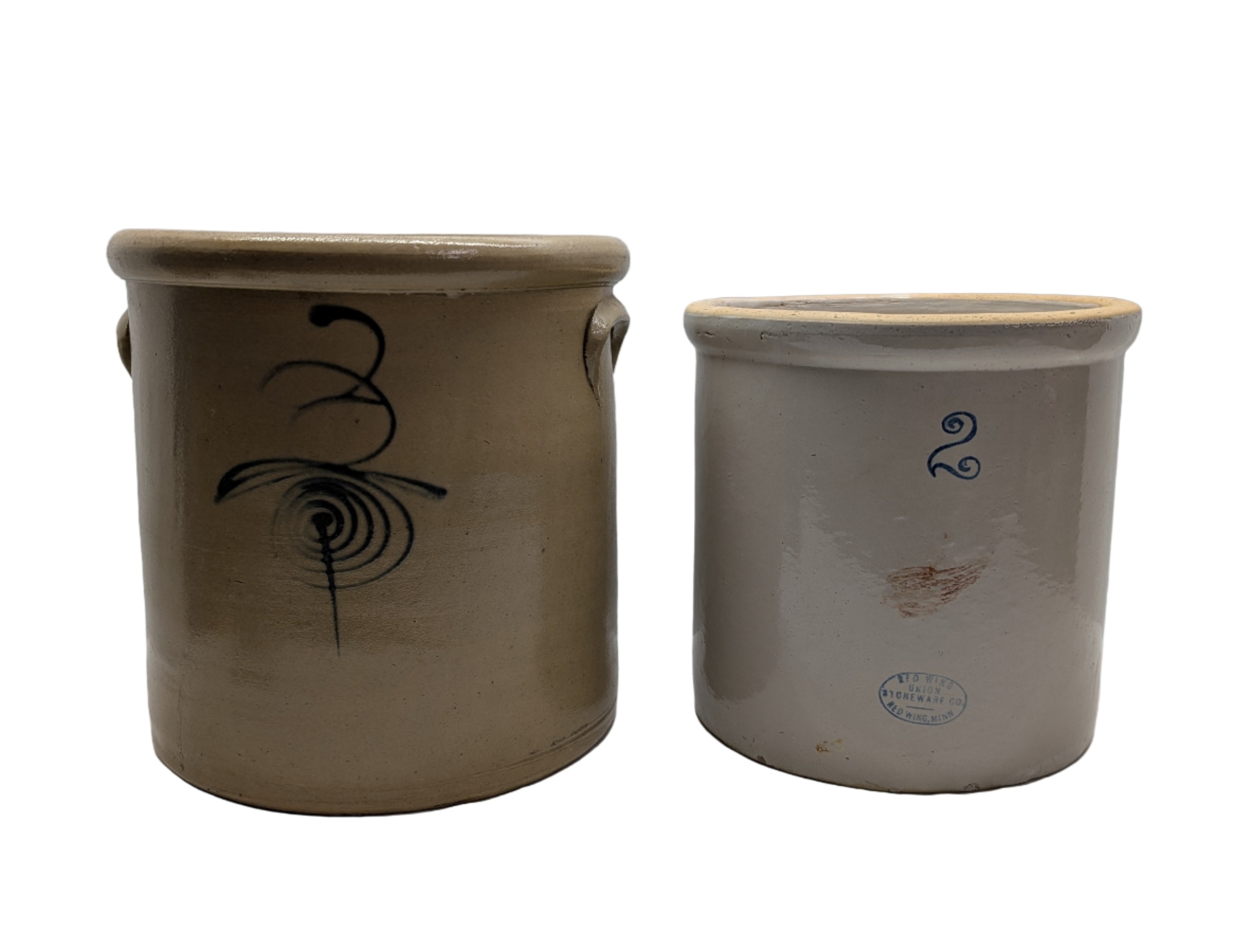 Set of 2 Red Wing Stoneware cricks, 3Gallons and 2 Gallons.  [Countdown Auction]