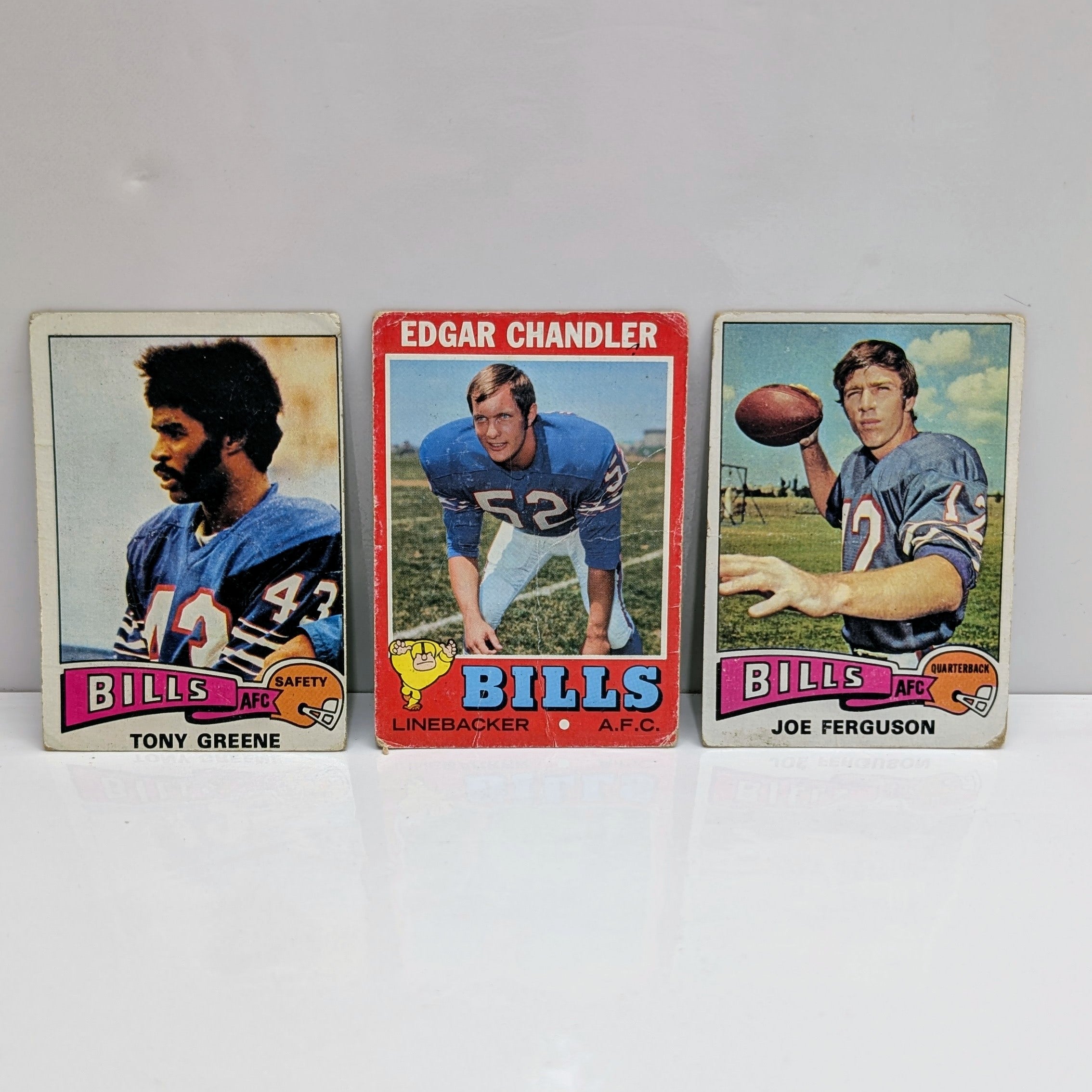 Set of 3 NFL Buffalo Bills 1970's Trading Cards