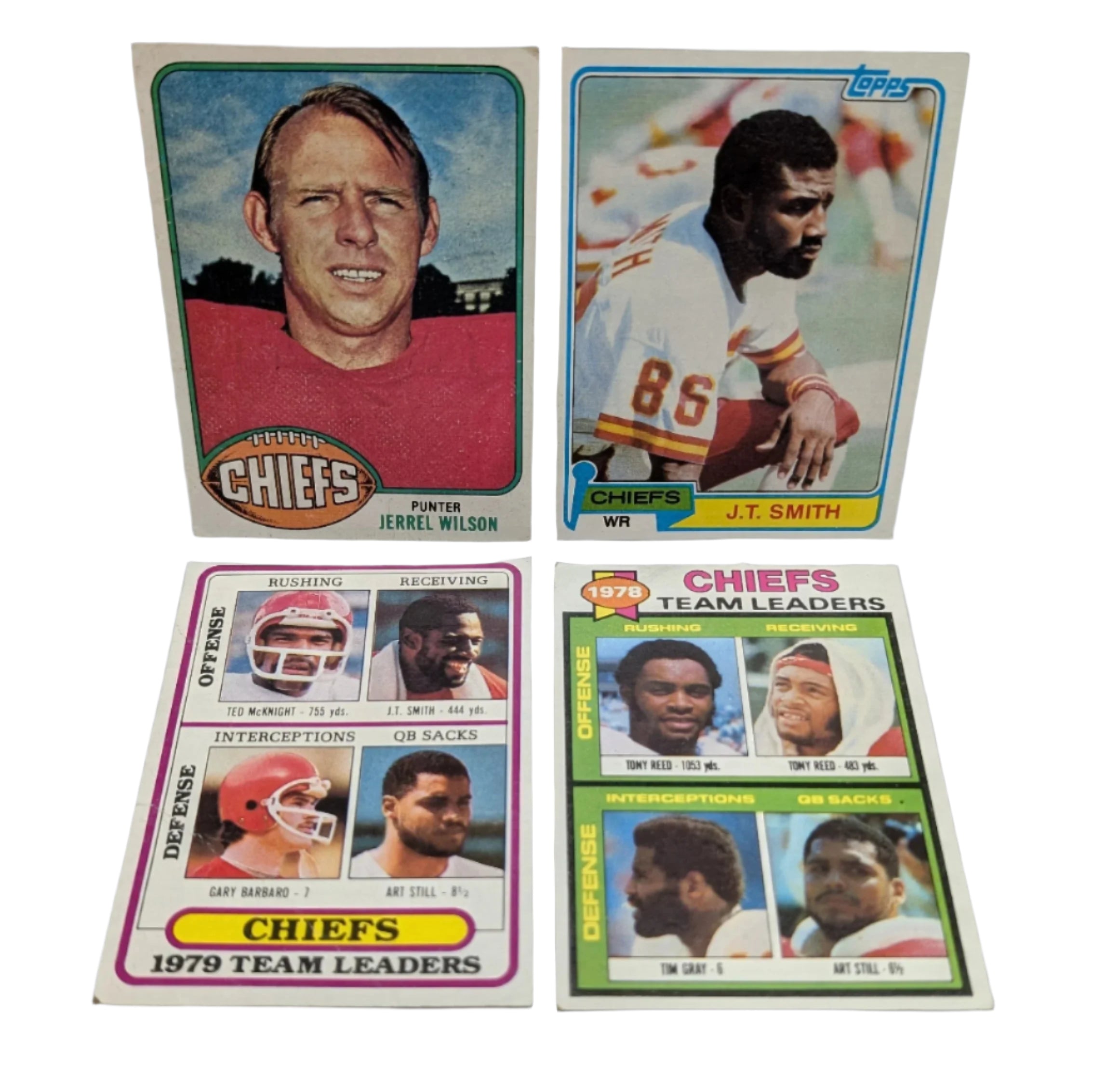 Set of 4 NFL Kansas City Chiefs 1970's Trading Cards