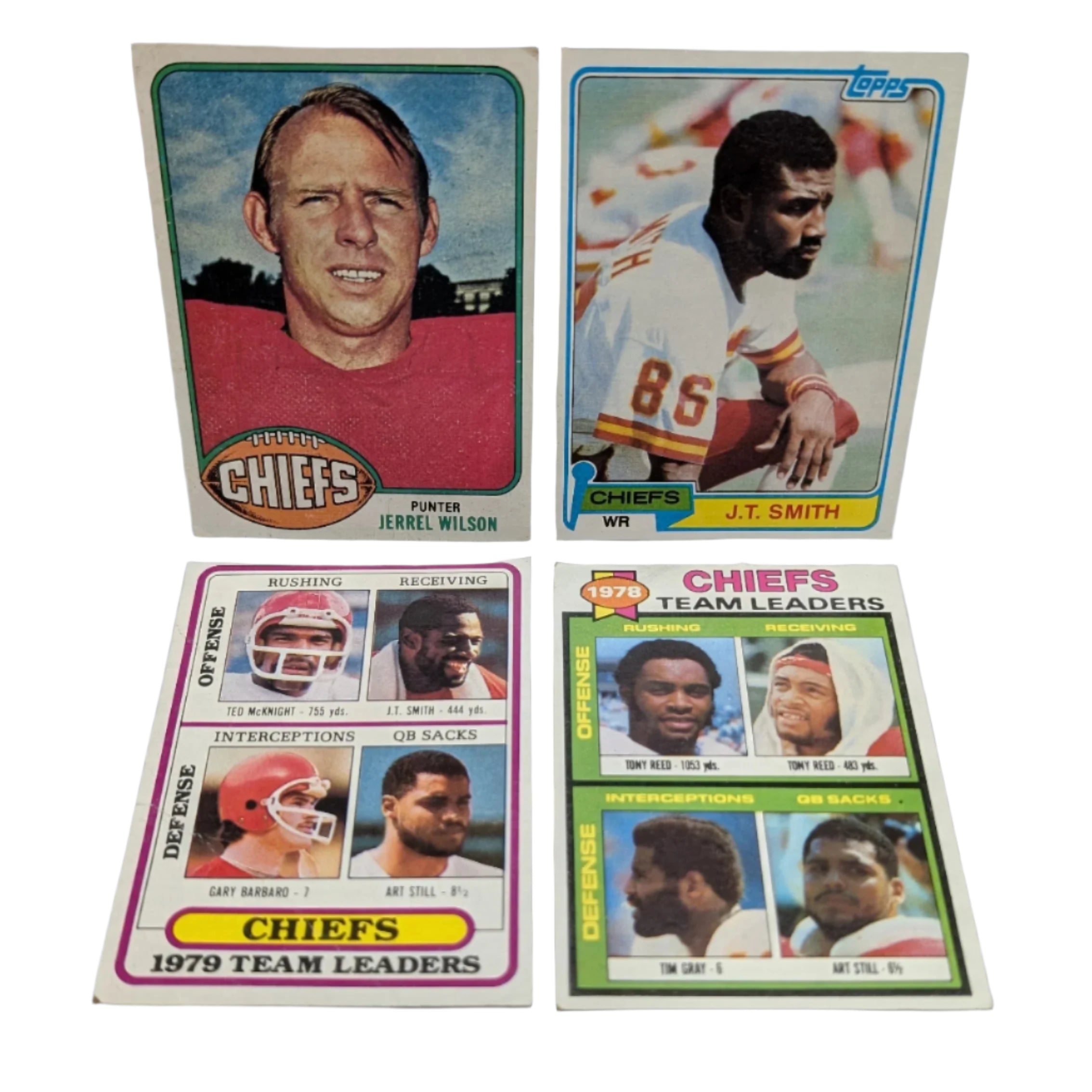 Set of 4 NFL Kansas City Chiefs 1970's Trading Cards