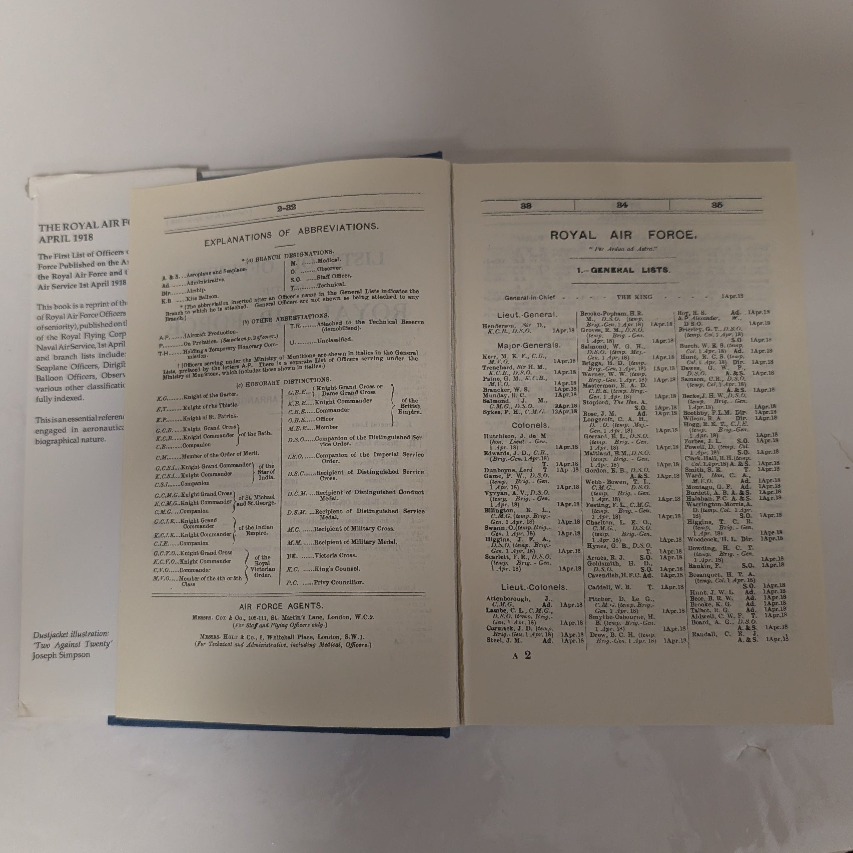 The Royal Air Force List April 1918 (1990 Reprint)