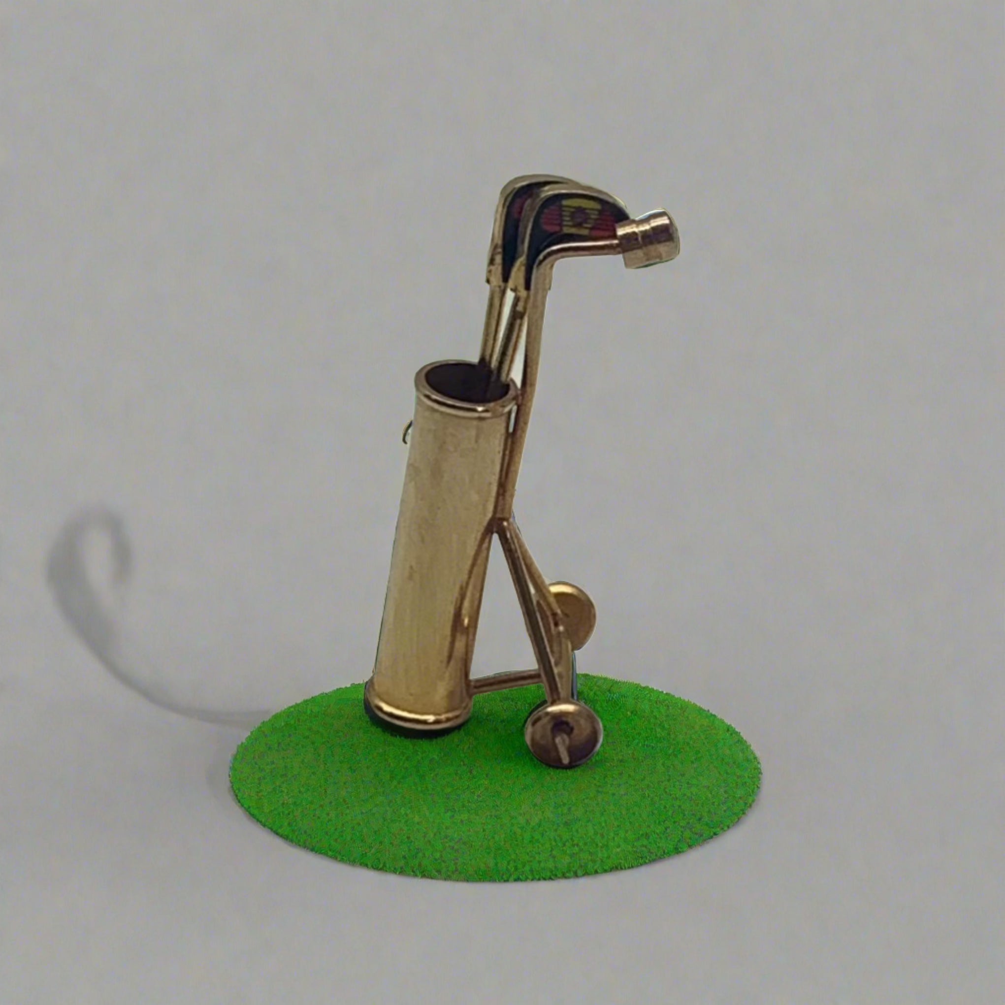 Tiny Brass Golf Bag & Clubs
